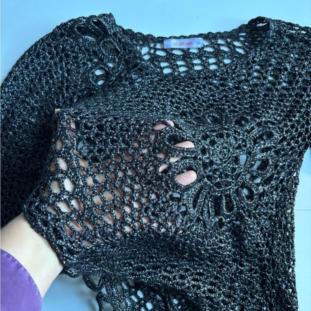 Designer Y2K Vintage baddie Crochet Knitted Sweater Size M / US 6-8 / IT 42-44 - 3 Thumbnail