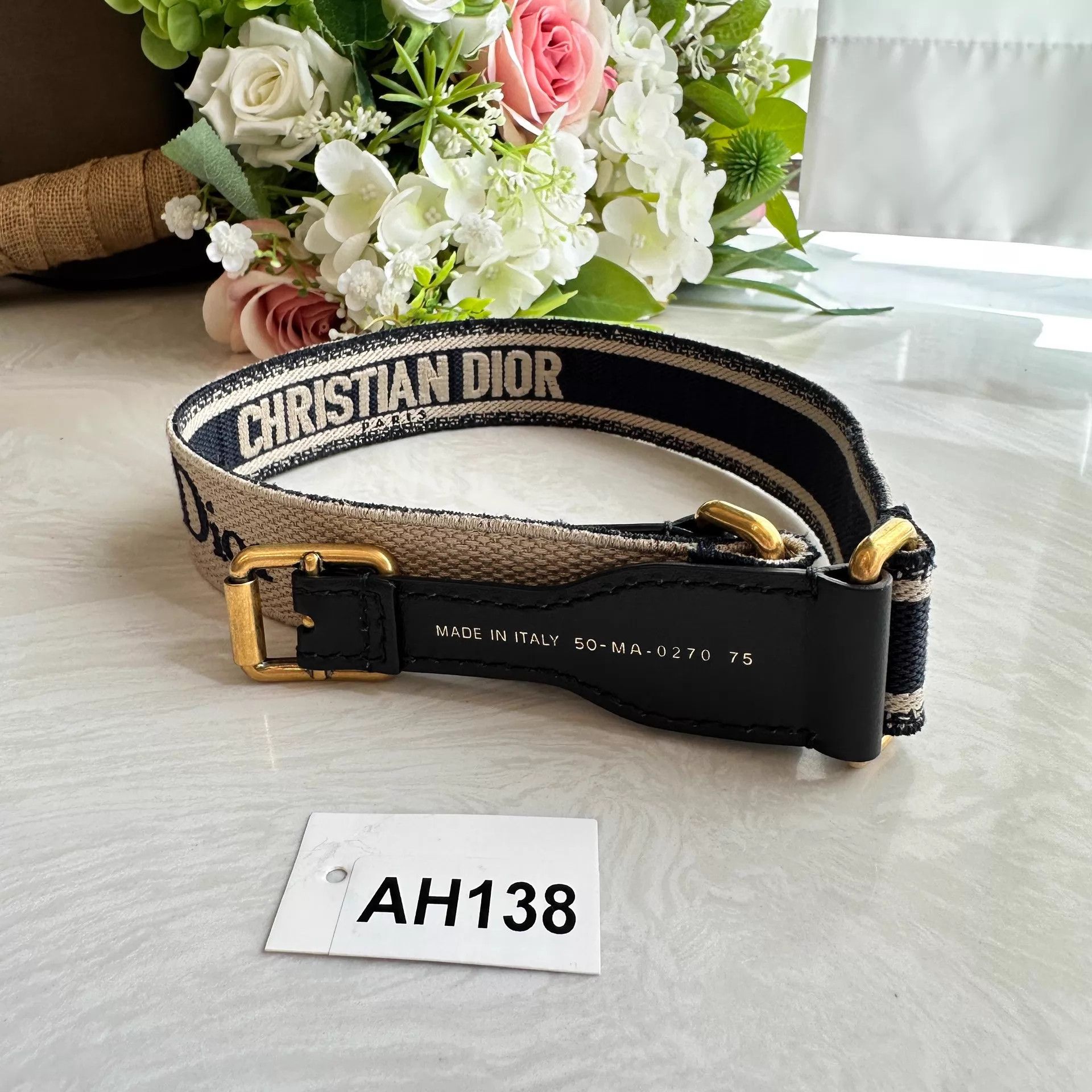 Christian Dior Monsieur Christian Dior Logo Waist Belt 82x3.5 AH138 Size ONE SIZE - 7 Thumbnail