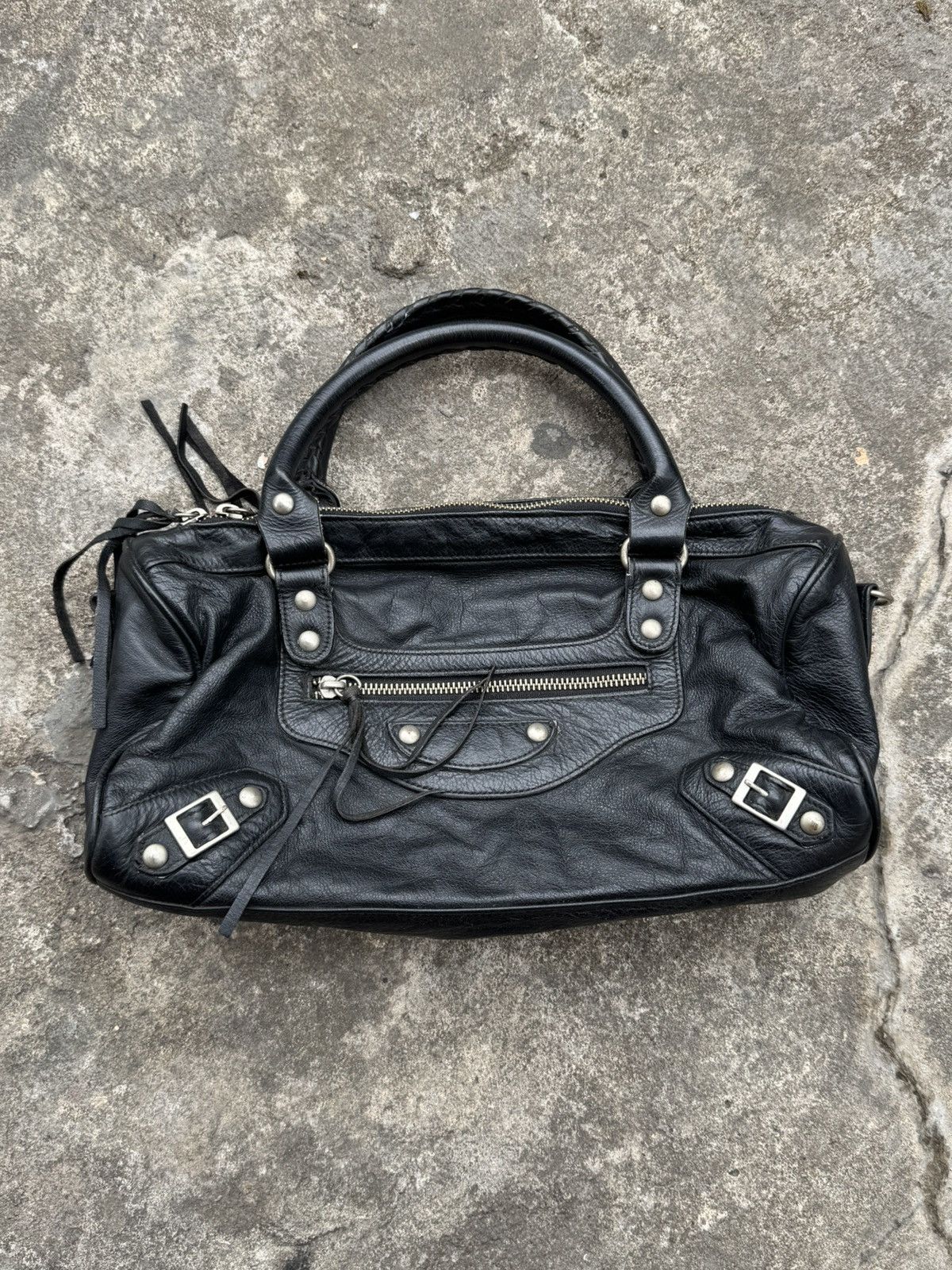 Vintage Black Leather City Bags Styled Size ONE SIZE - 1 Thumbnail