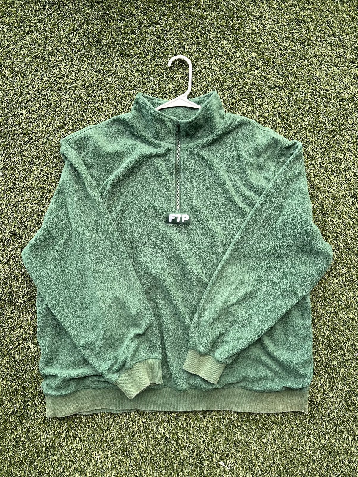 image of Fuck The Population Sherpa Half Zip Green, Men's (Size 2XL)