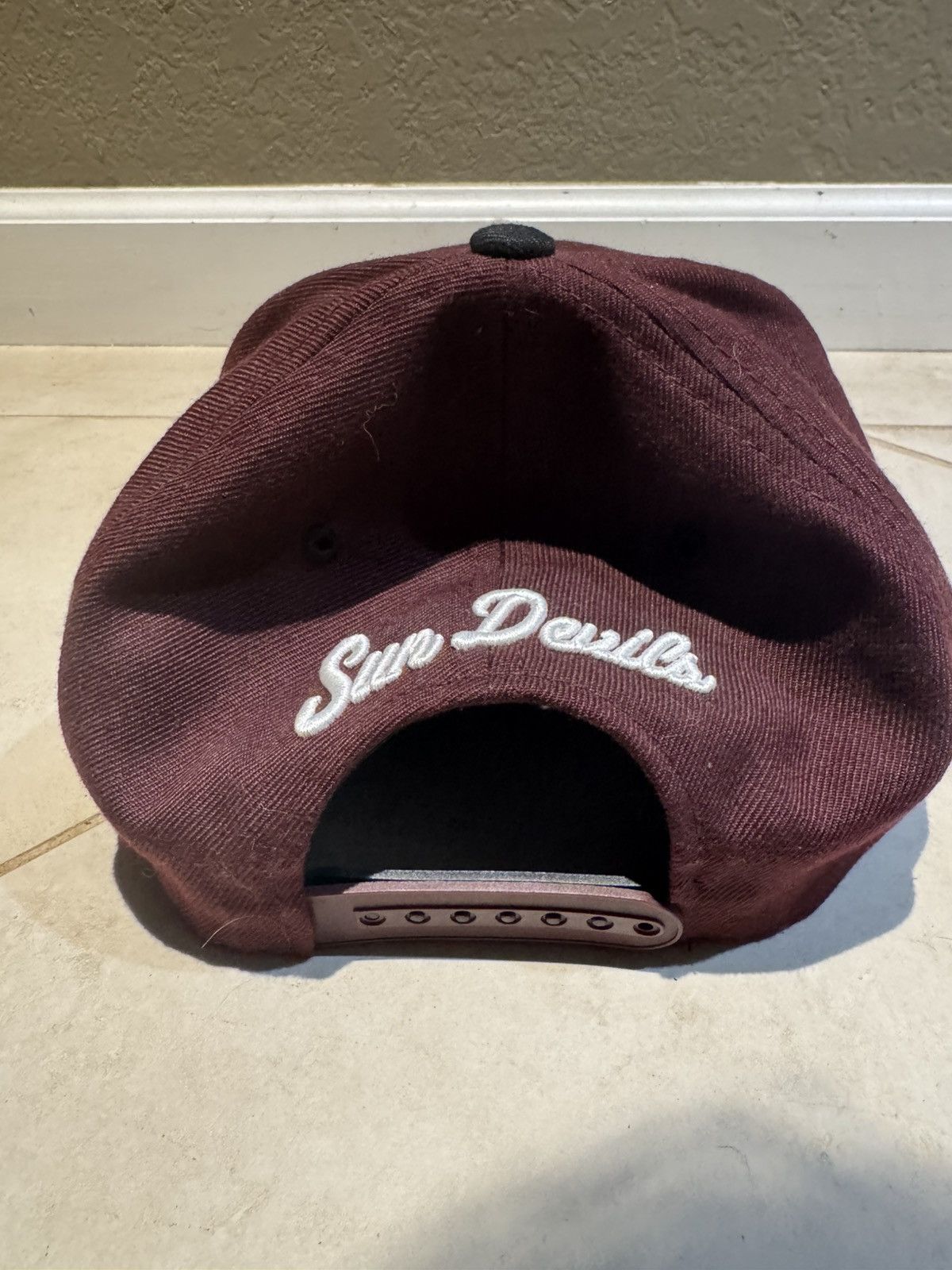 NCAA ASU Arizona Devils Pitchfork Snapback Hat Cap Burgyndy Black Size ONE SIZE - 4 Thumbnail
