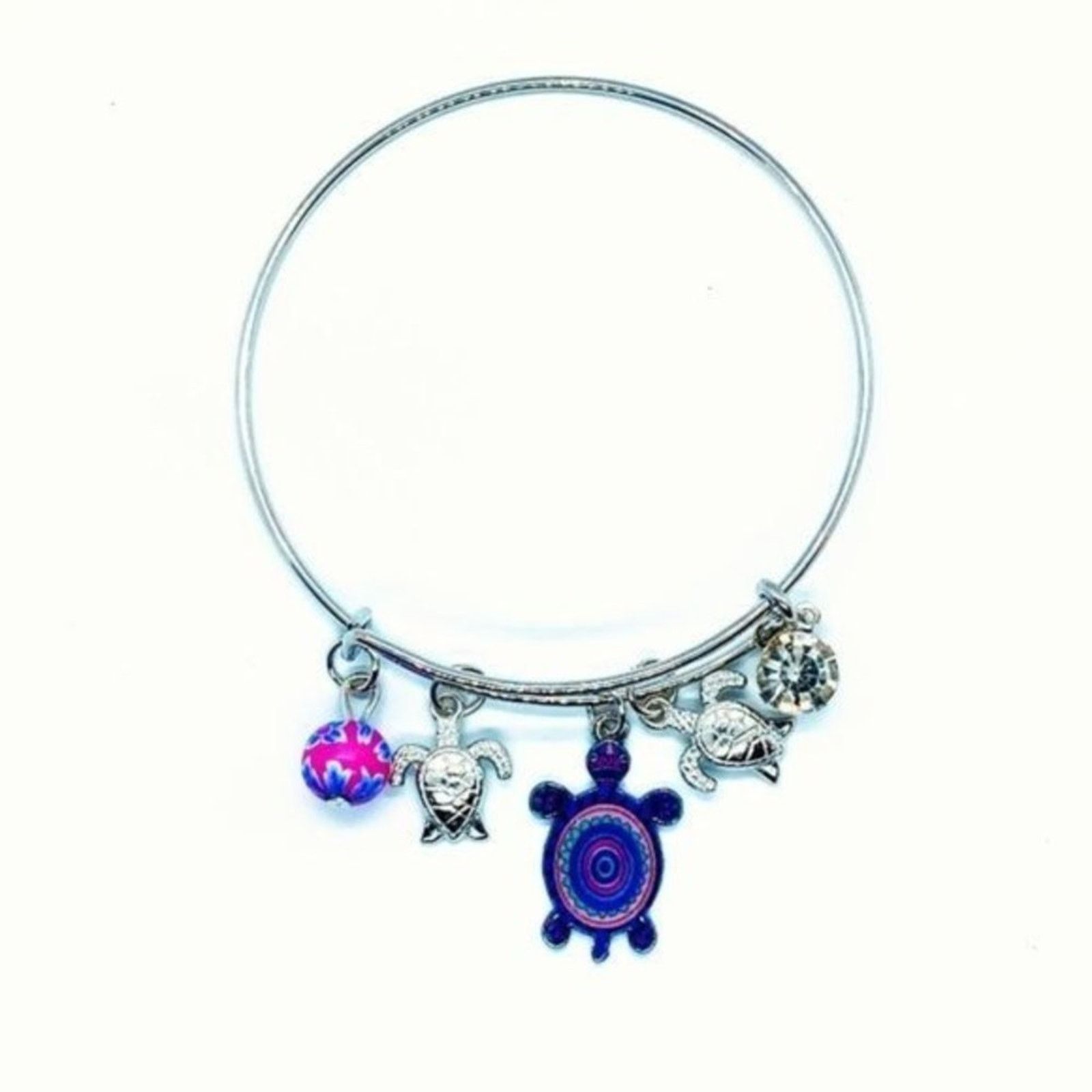 Other Beaded Sea Turtle Charm Colorful Bangle Bracelet Size ONE SIZE - 1 Thumbnail