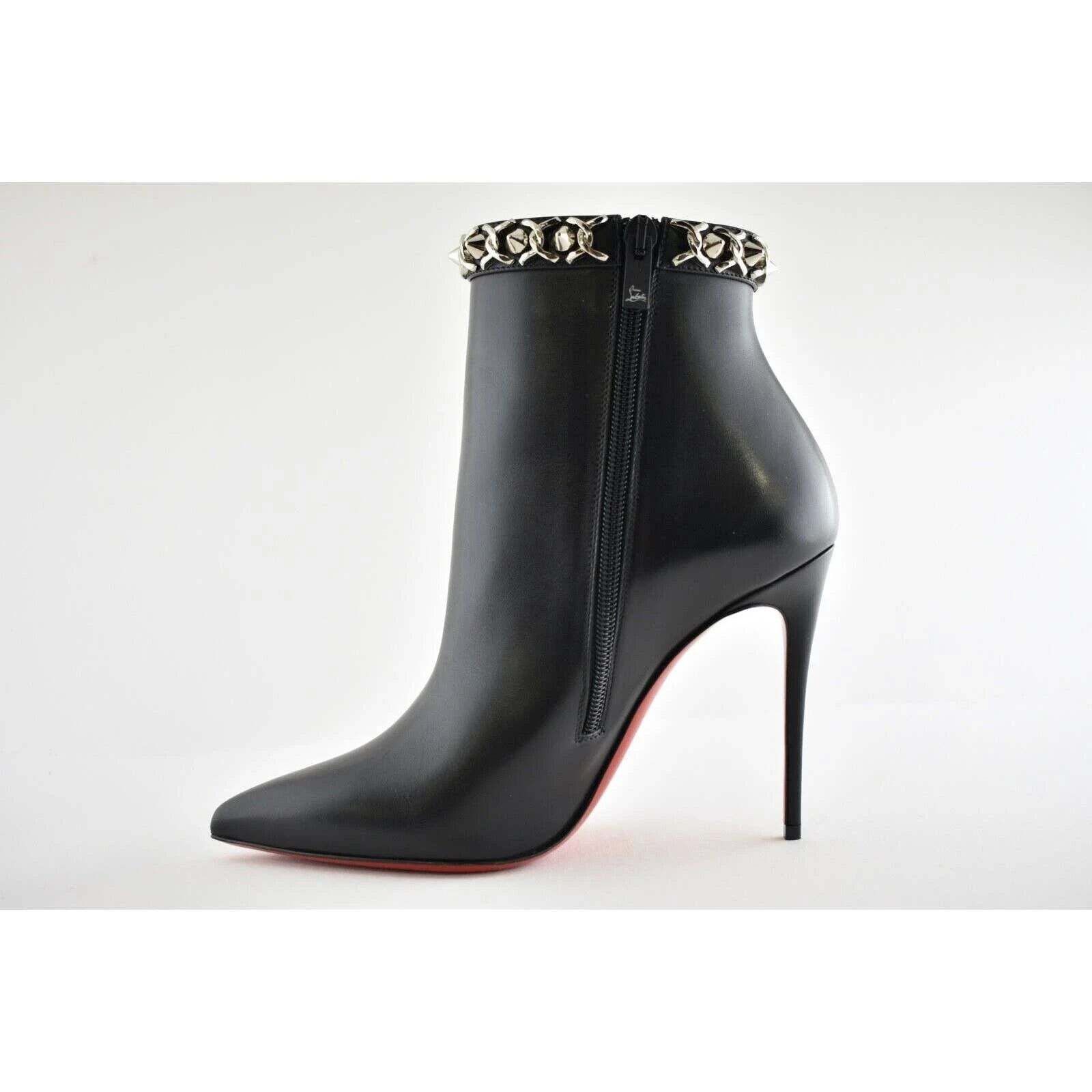 Christian Louboutin Christian Louboutin Booty Chain 100 Black Calf Leather Ankle Size US 7.5 / IT 37.5 - 8 Thumbnail