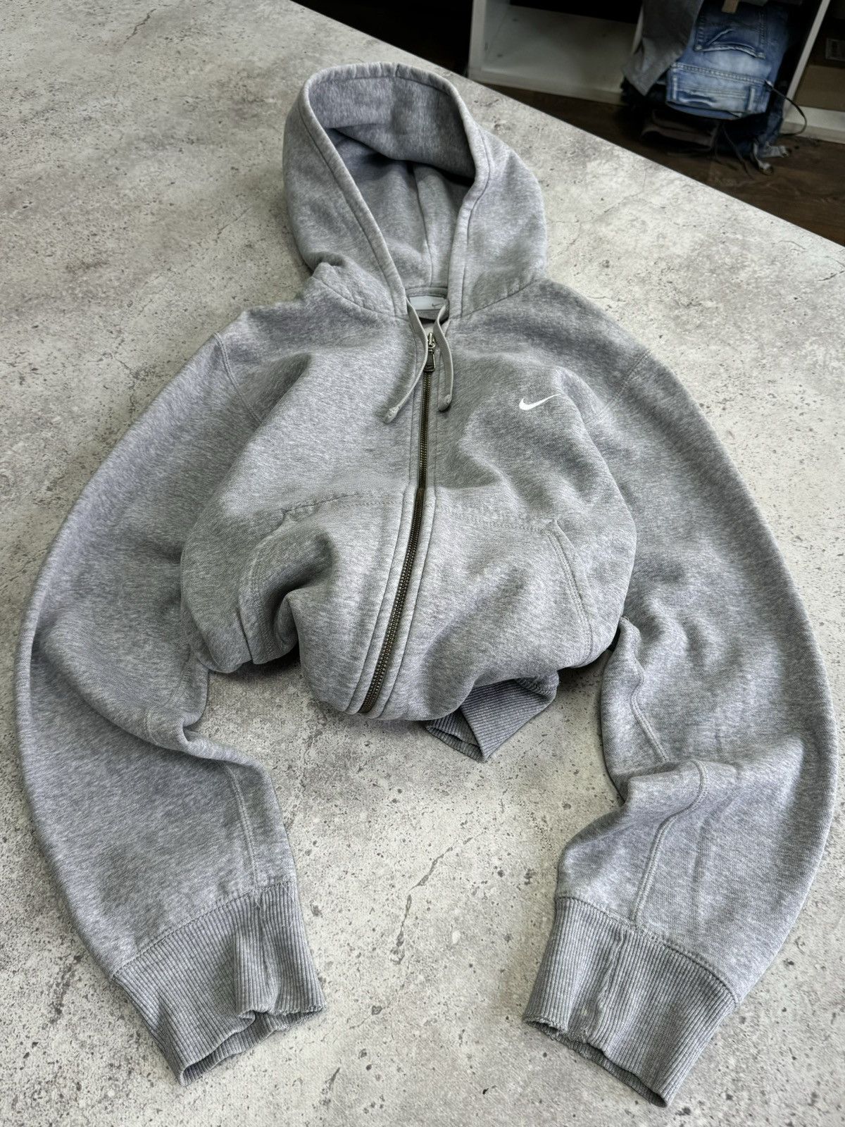 Nike × Vintage Vintage Nike Stoned Cotton Zip Hoodie Size US S / EU 44-46 / 1 - 1 Thumbnail