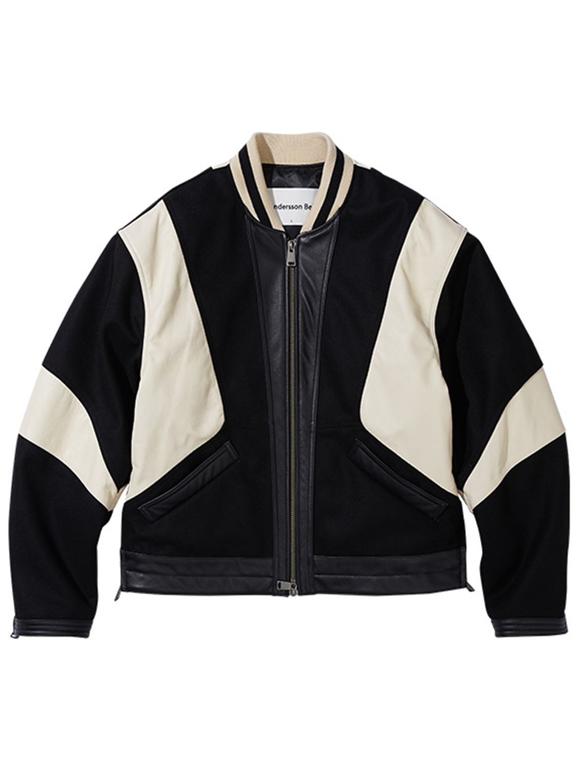 Andersson Bell Wool and Leather Paneled Moto Jacket sz S