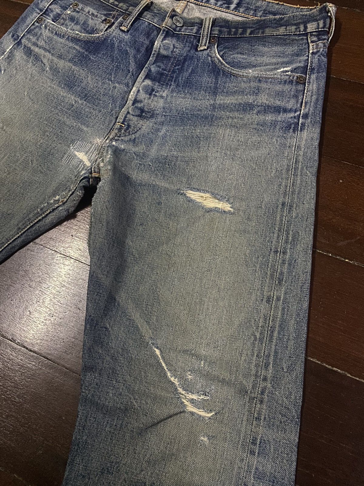 Denime Vintage 90s DENIME Orizzonti mud wash distressed rework Size US 35 - 9 Thumbnail