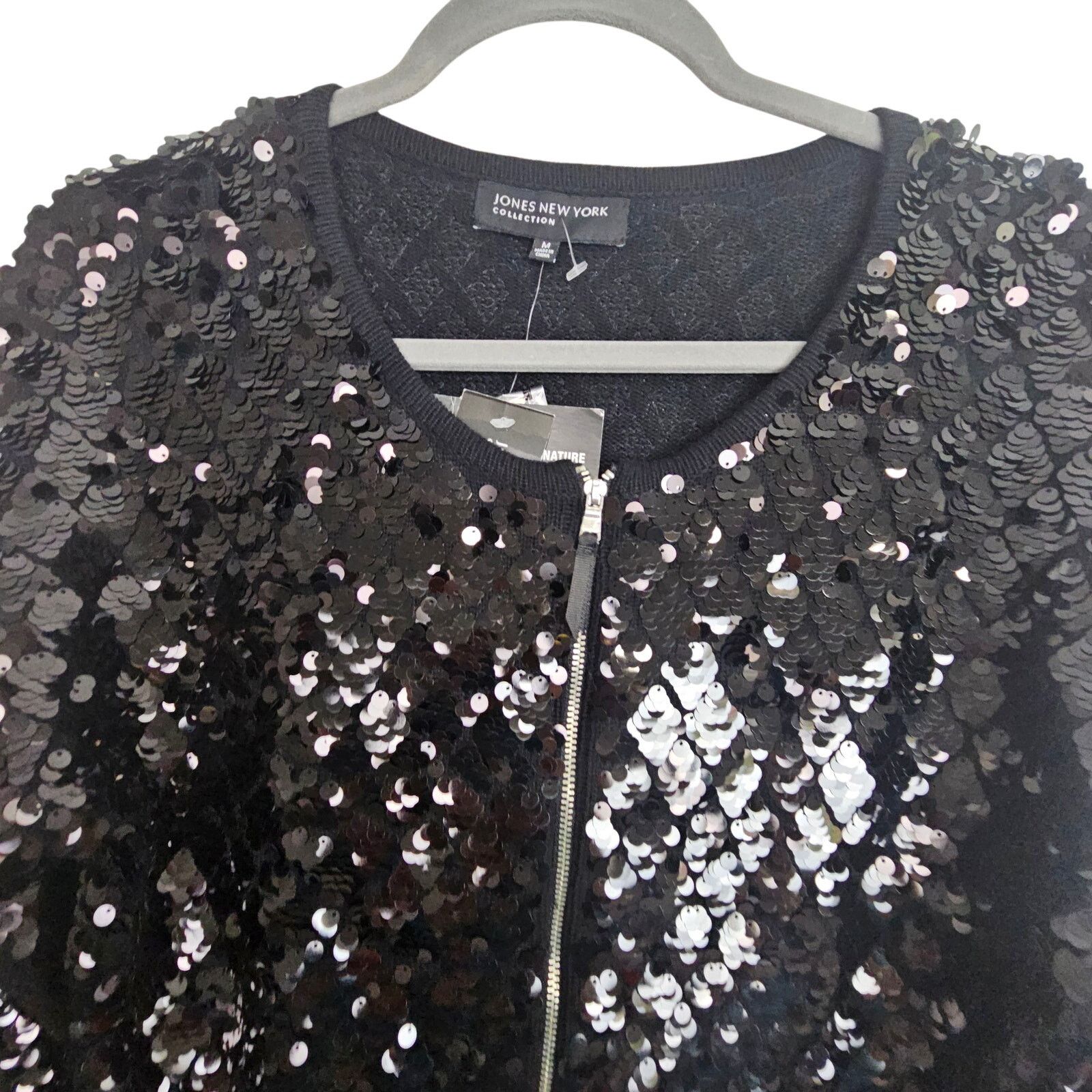 Jones New York NEW Jones New York Black Sequin Blazer Jacket Full Zip M Size M / US 6-8 / IT 42-44 - 2 Thumbnail
