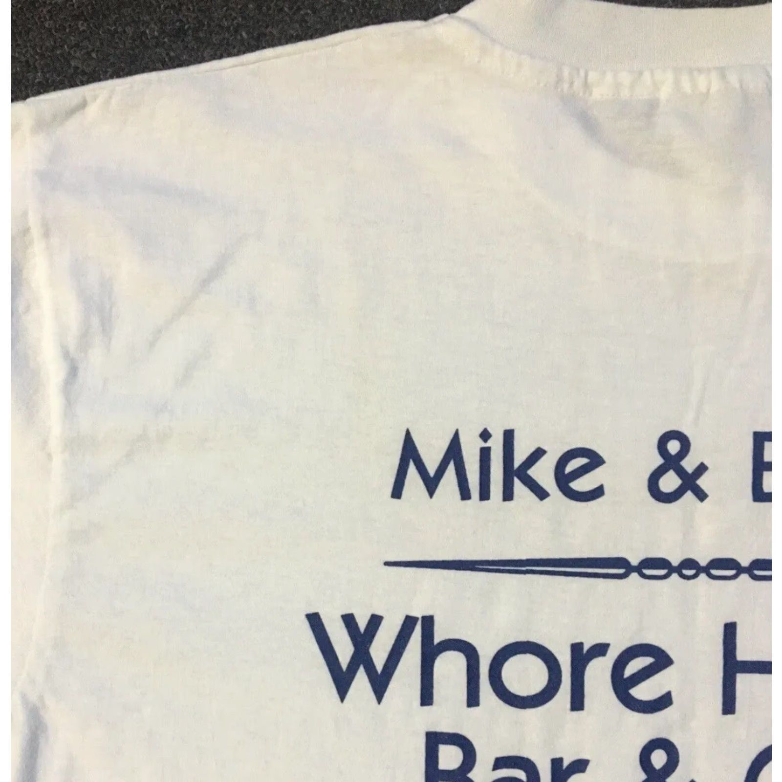 Vintage VINTAGE Whore House Bar Faded Shirt Mike & Bobs 90s M White Rock Grunge Harley Biker Funny Crude Sex Theme USA USA? Size US M / EU 48-50 / 2 - 5 Thumbnail