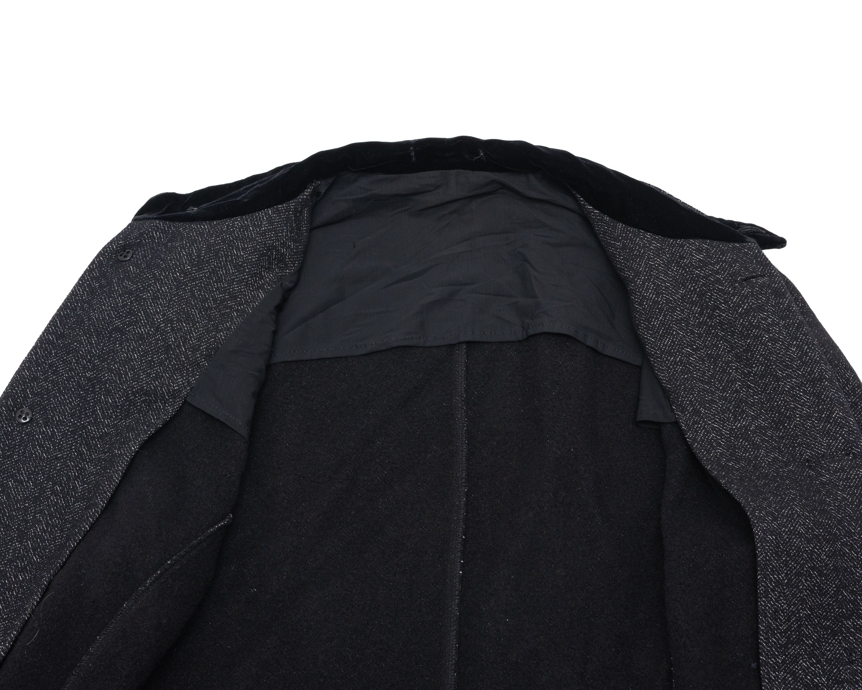 Emporio Armani EMPORIO ARMANI 2005 Wool Coat w Velvet Stand-Up Collar Size US L / EU 52-54 / 3 - 8 Thumbnail