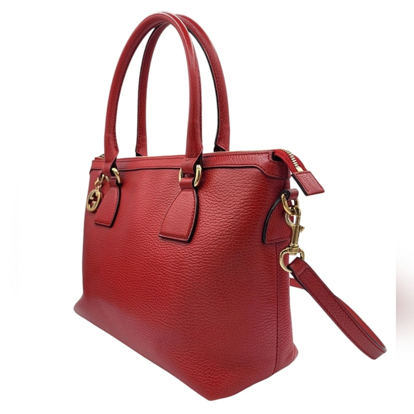 Gucci Gucci Interlocking GG Charm Pebbled Leather Satchel Bag Size ONE SIZE - 4 Thumbnail