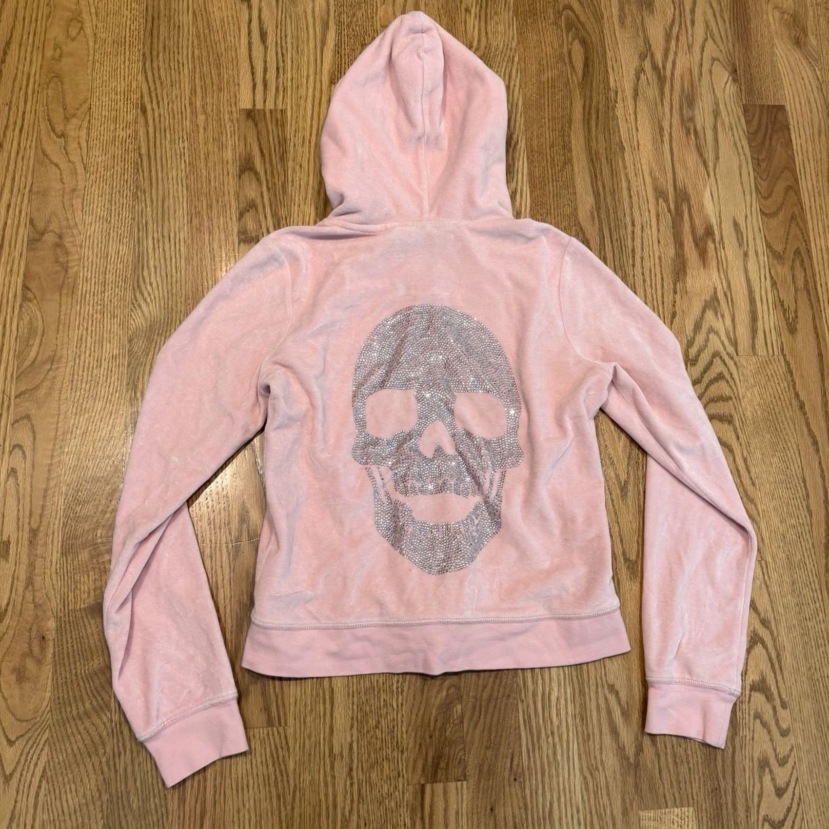 Philipp Plein VINTAGE Philipp Plein Velour Hoodie Sweatshirt Women’s Size Small Skull Full Zip Pink Size S / US 4 / IT 40 - 2 Thumbnail
