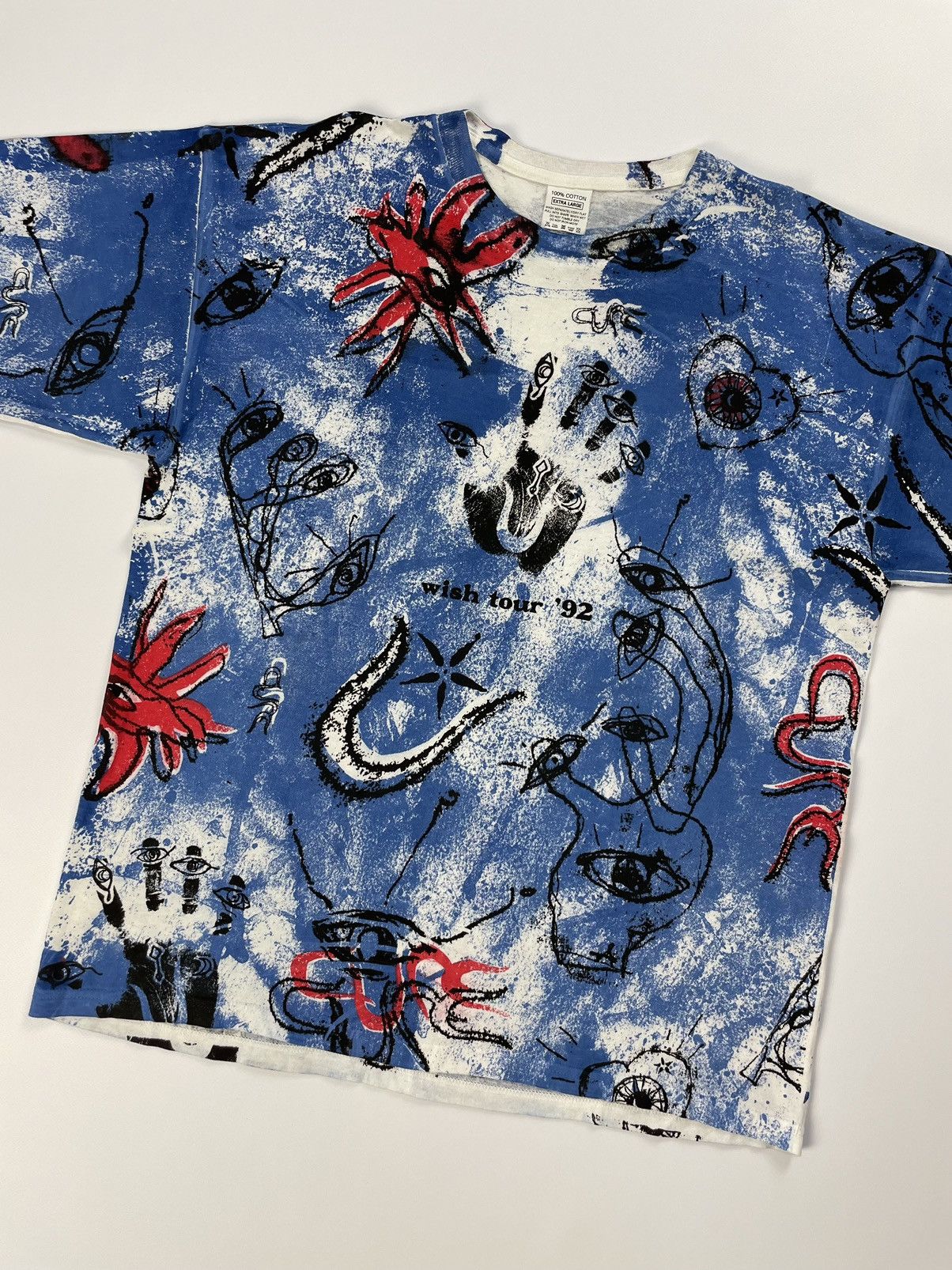 image of 1992 The Cure Wish Tour All Over Print T-Shirt in Blue, Men's (Size Large)