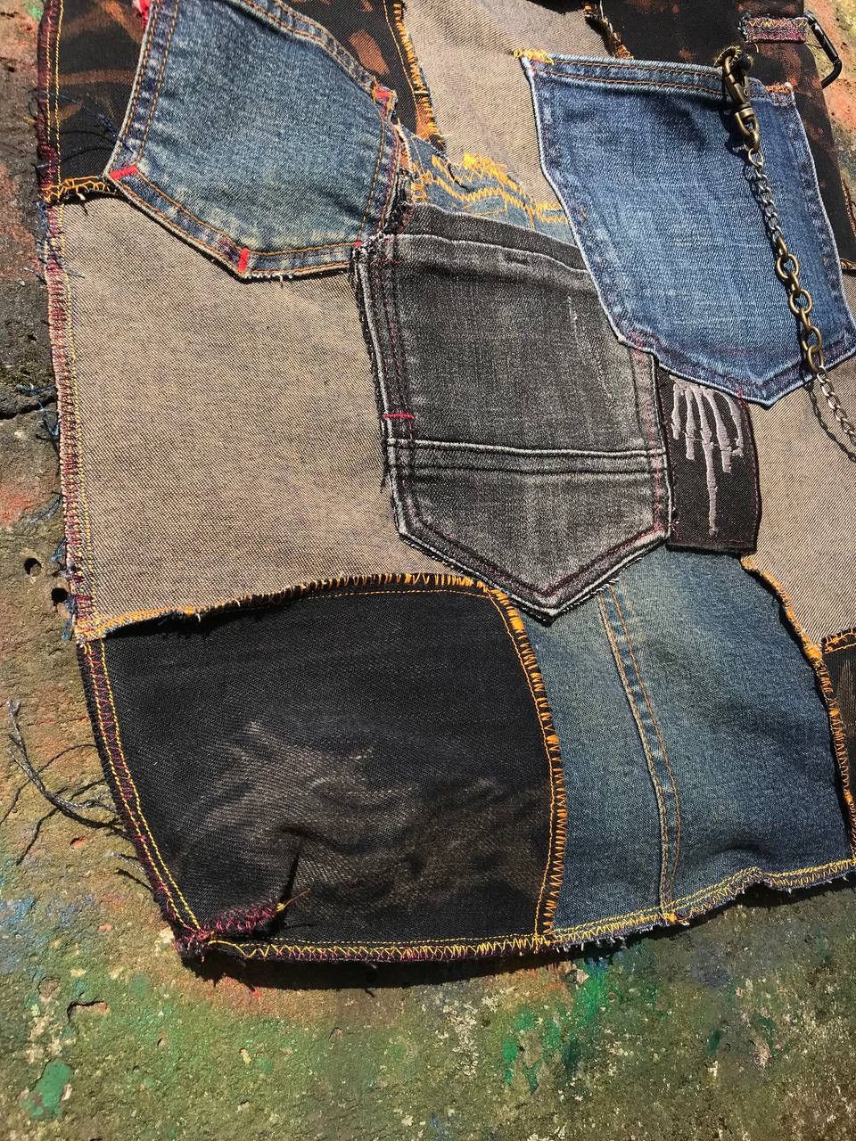 Handmade Custom 1-of-1 Metallica Patchwork Bag/Upcycled Denim & Suede Size ONE SIZE - 9 Thumbnail