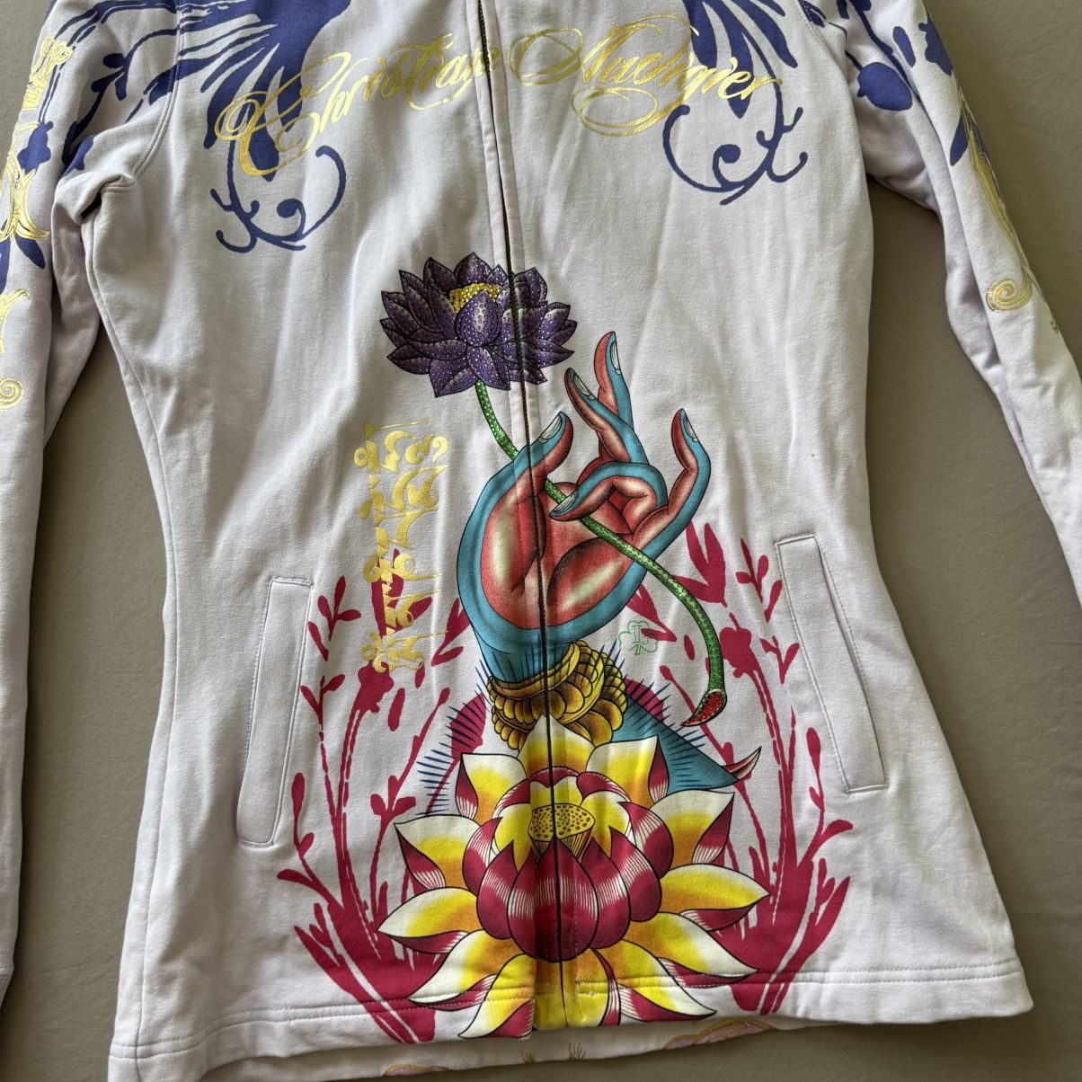 Christian Audigier Vintage Christian Audigier Buddha Floral Print Track Jacket Size M / US 6-8 / IT 42-44 - 4 Thumbnail