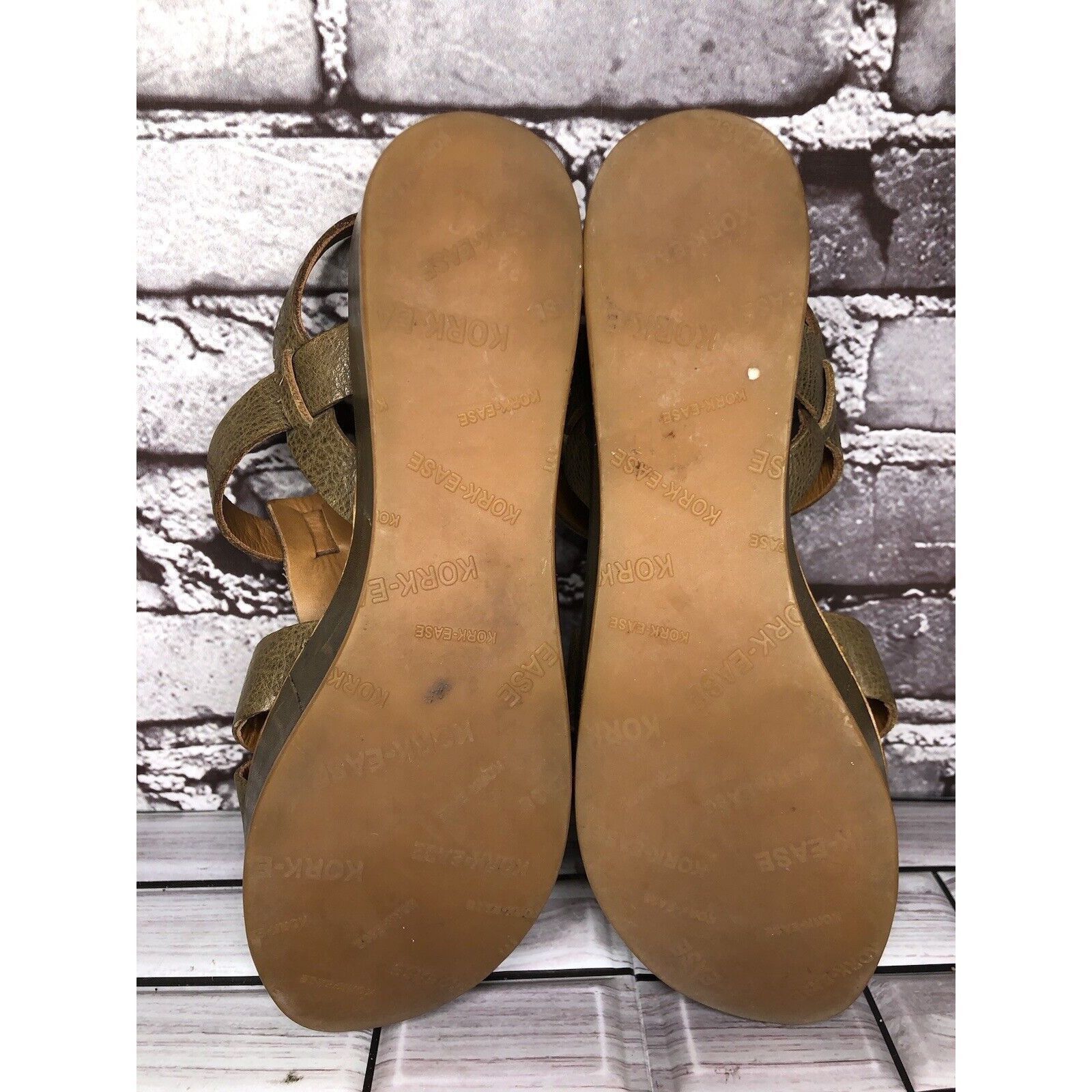 Other Kork-Ease Olive Green Leather Platform Wedge Ankle Strap San Size US 6 / IT 36 - 7 Thumbnail