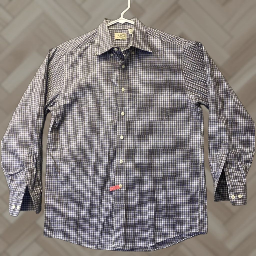 Vintage L.L. Bean Button-Down Shirt Men M Blue Check Cotton Long Sleeve Casual Authentic Regular Men Size US M / EU 48-50 / 2 - 1 Thumbnail