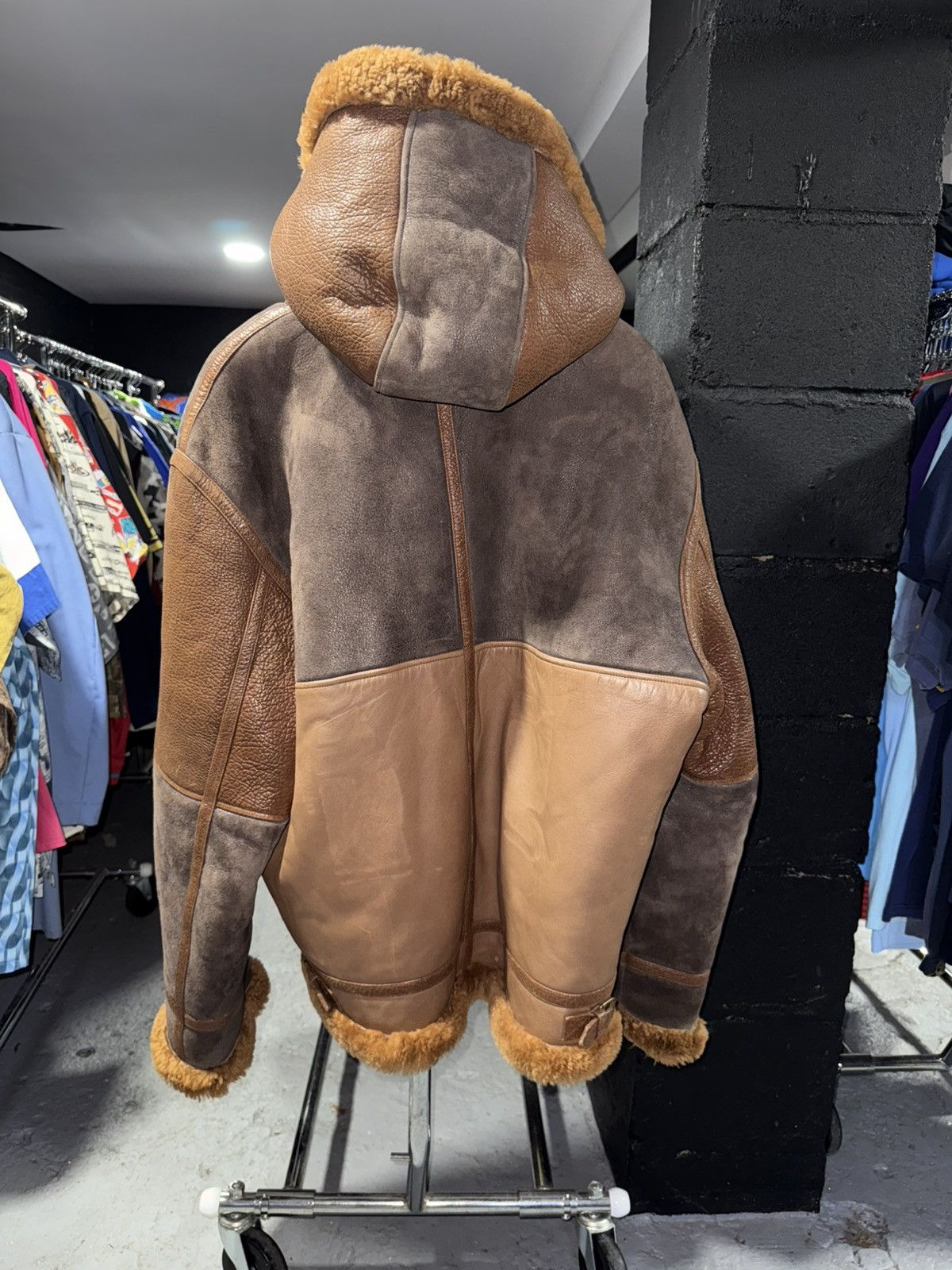 Aimé Leon Dore Hooded Shearling Jacket Brown Chestnut 2XL