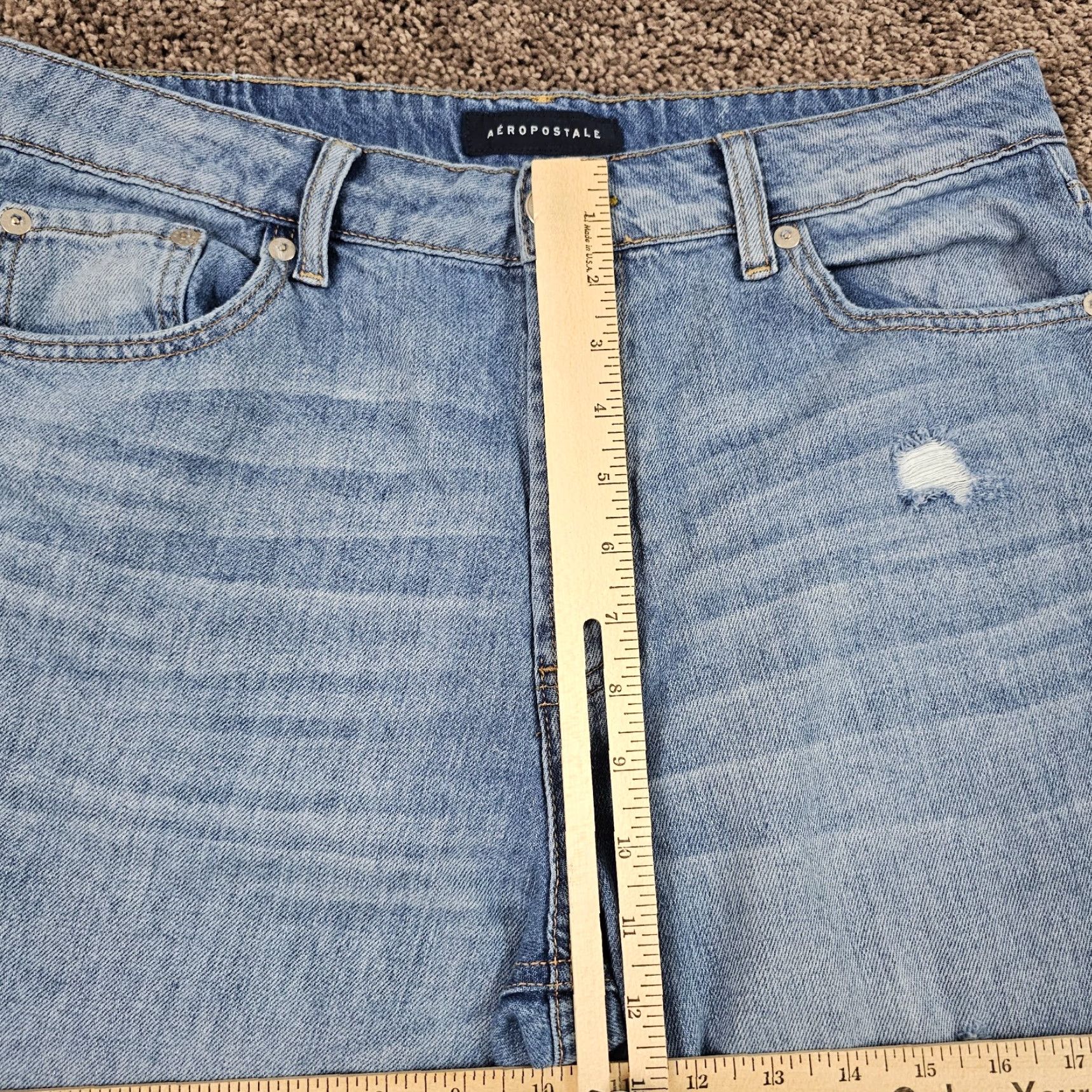 Vintage VINTAGE Aéropostale Jeans Wide Leg **Women’s 12R** Distressed Button Fly Denim 30x30 Light Blue 90s Size 34" / US 12 / IT 48 - 4 Thumbnail