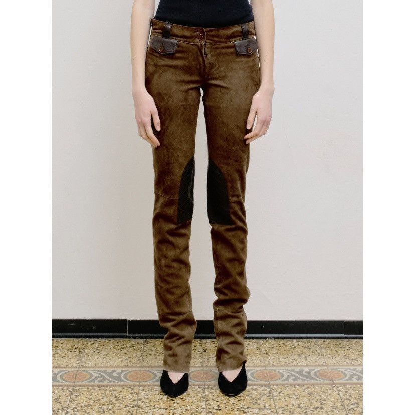 Dolce & Gabbana Dolce & Gabbana pantaloni in suede con dettagli in pelle. Size 28" / US 6 / IT 42 - 2 Thumbnail