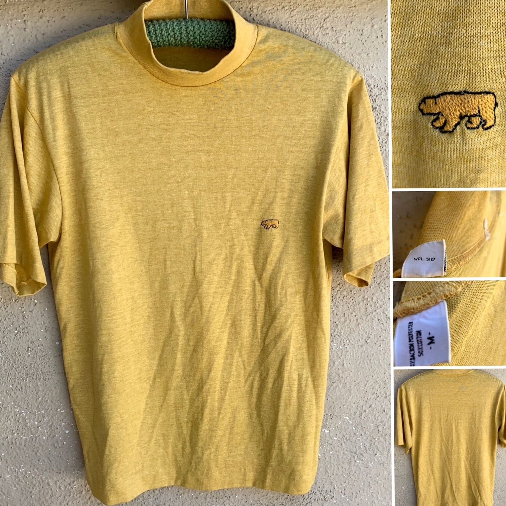 Vintage VINTAGE WPL 5127 High Neck T-Shirt Polar Bear Logo M Men Gold Short Sleeve Rockabilly Polycotton Basic Tee Size US M / EU 48-50 / 2 - 2 Thumbnail