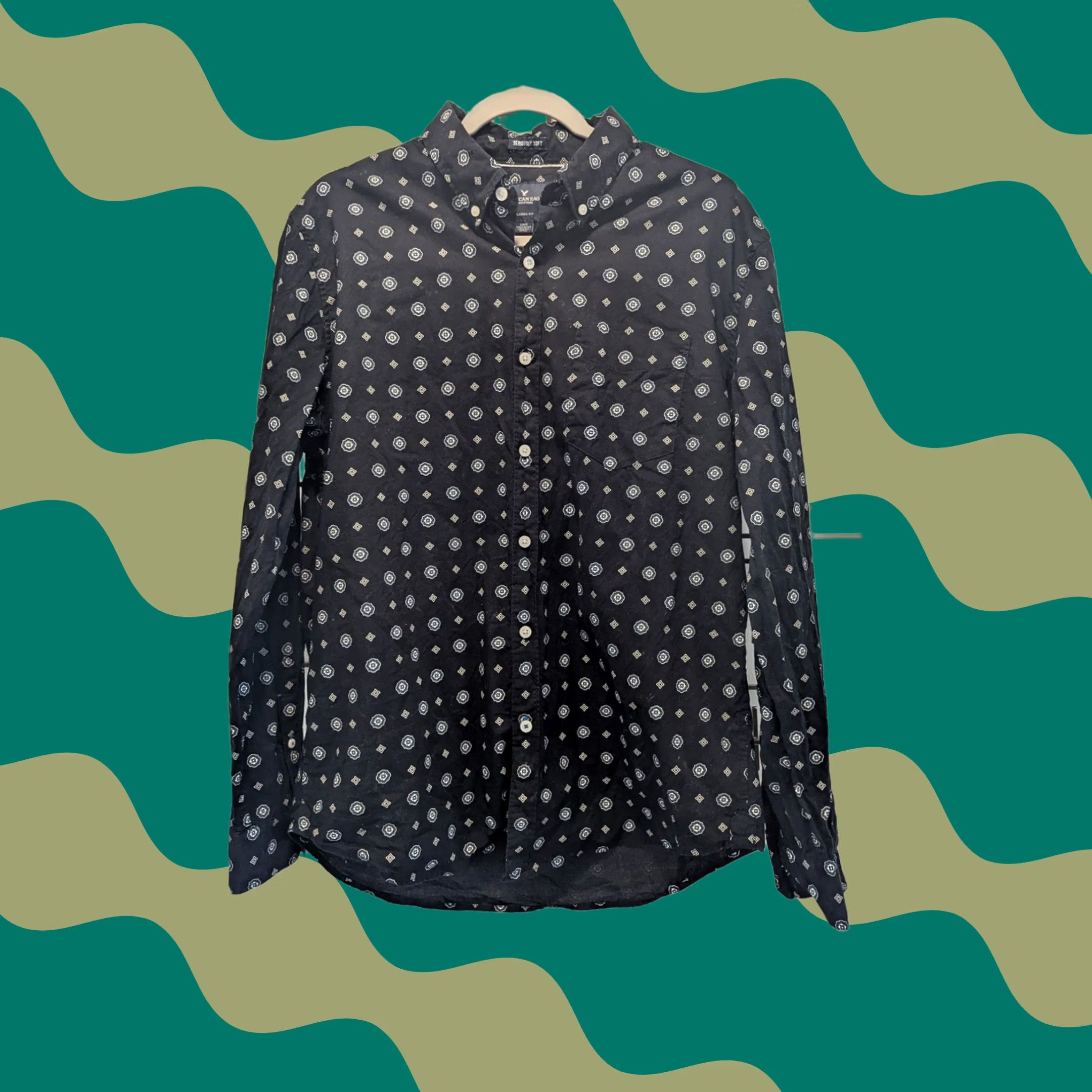 American Eagle Outfitters American Eagle Shirt Men's Classic Fit Geometric Print Retro L Size US L / EU 52-54 / 3 - 1 Thumbnail