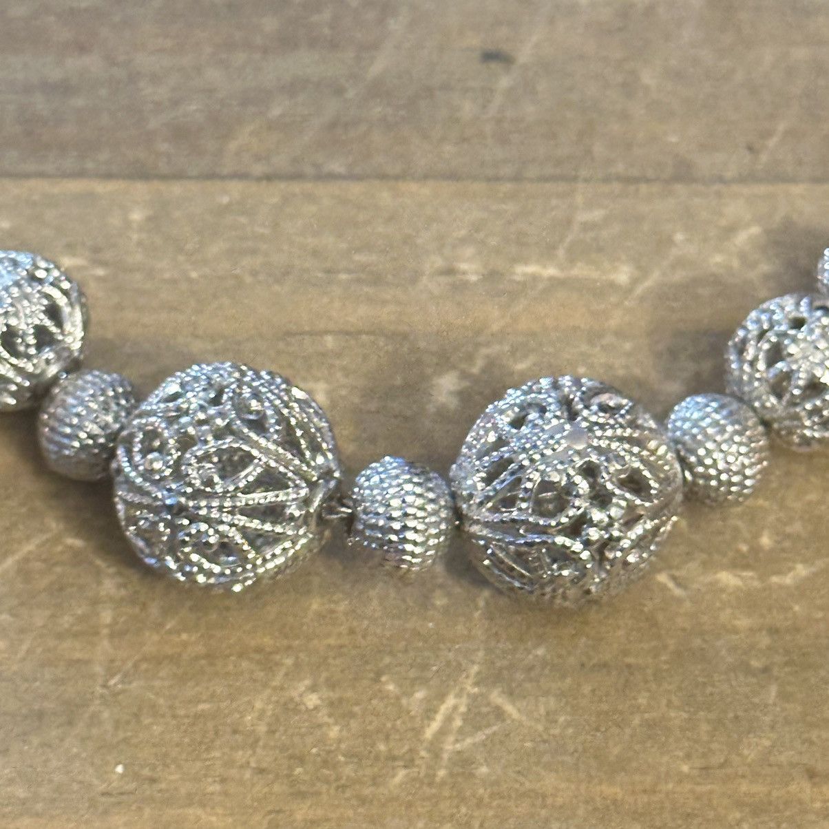 Vintage Vintage silver tone filigree ball necklace Size ONE SIZE - 3 Thumbnail
