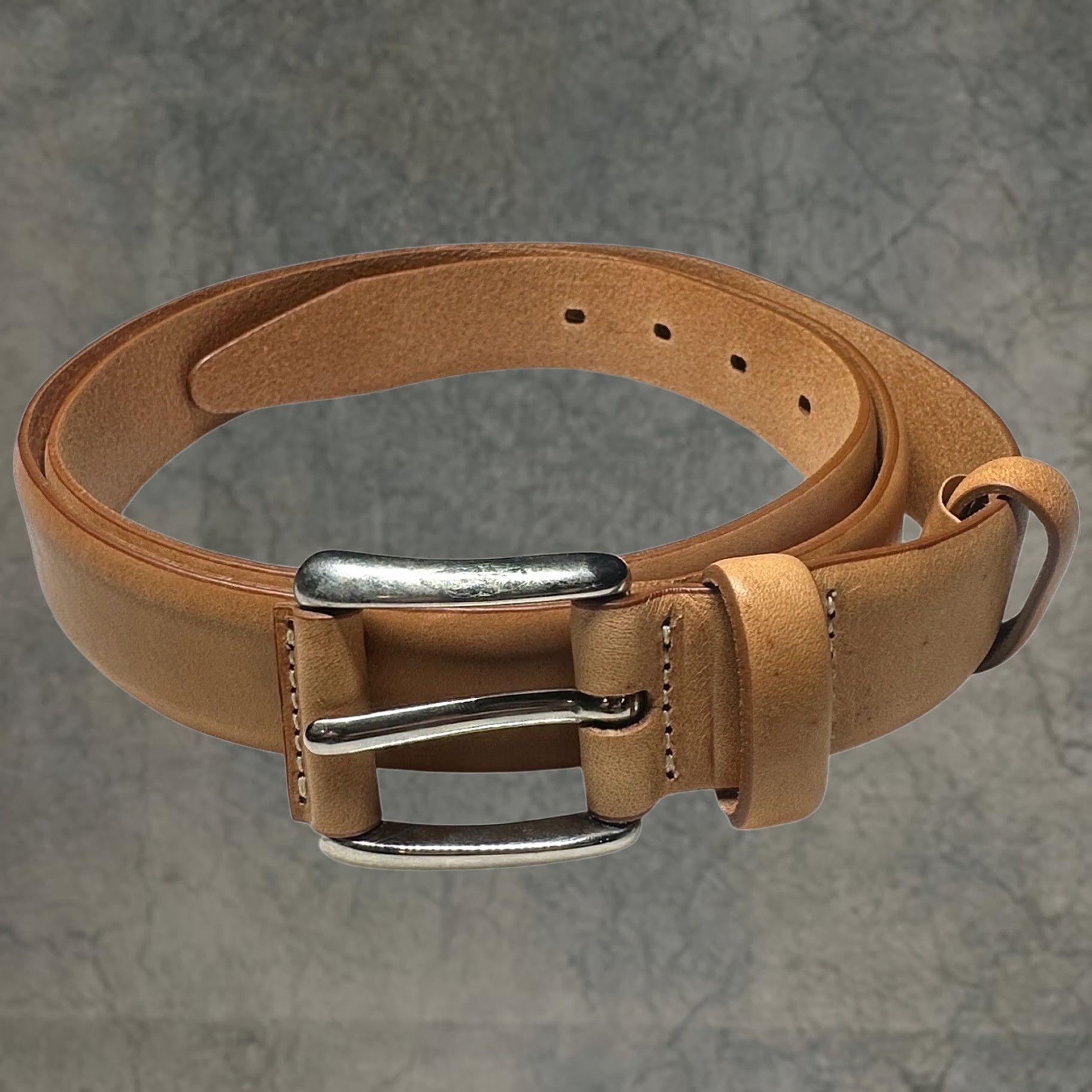 Orvis Genuine Leather Belt Made In Italy Silver Buckle Size 44 Mens in Beige, Men's