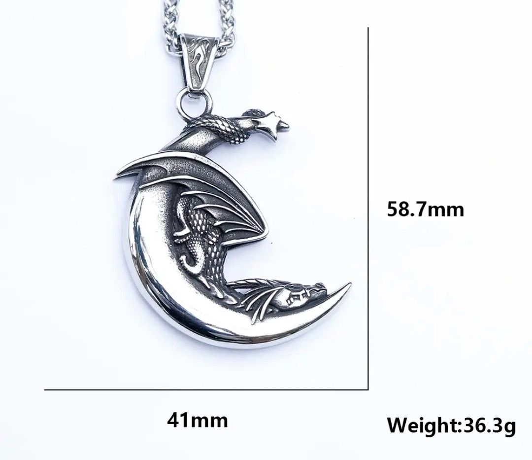 Japanese Brand Dragon On The Moon Pendant Necklace Size ONE SIZE - 3 Thumbnail