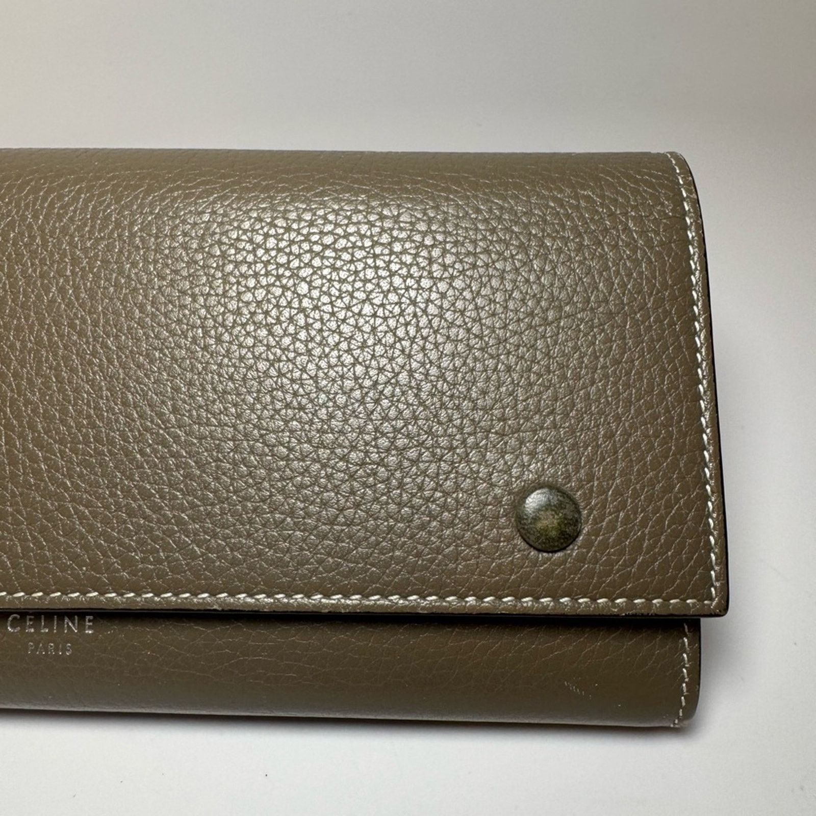 Celine Celine Large Flap Multifunction Wallet Grey Grained Leather Size ONE SIZE - 7 Thumbnail