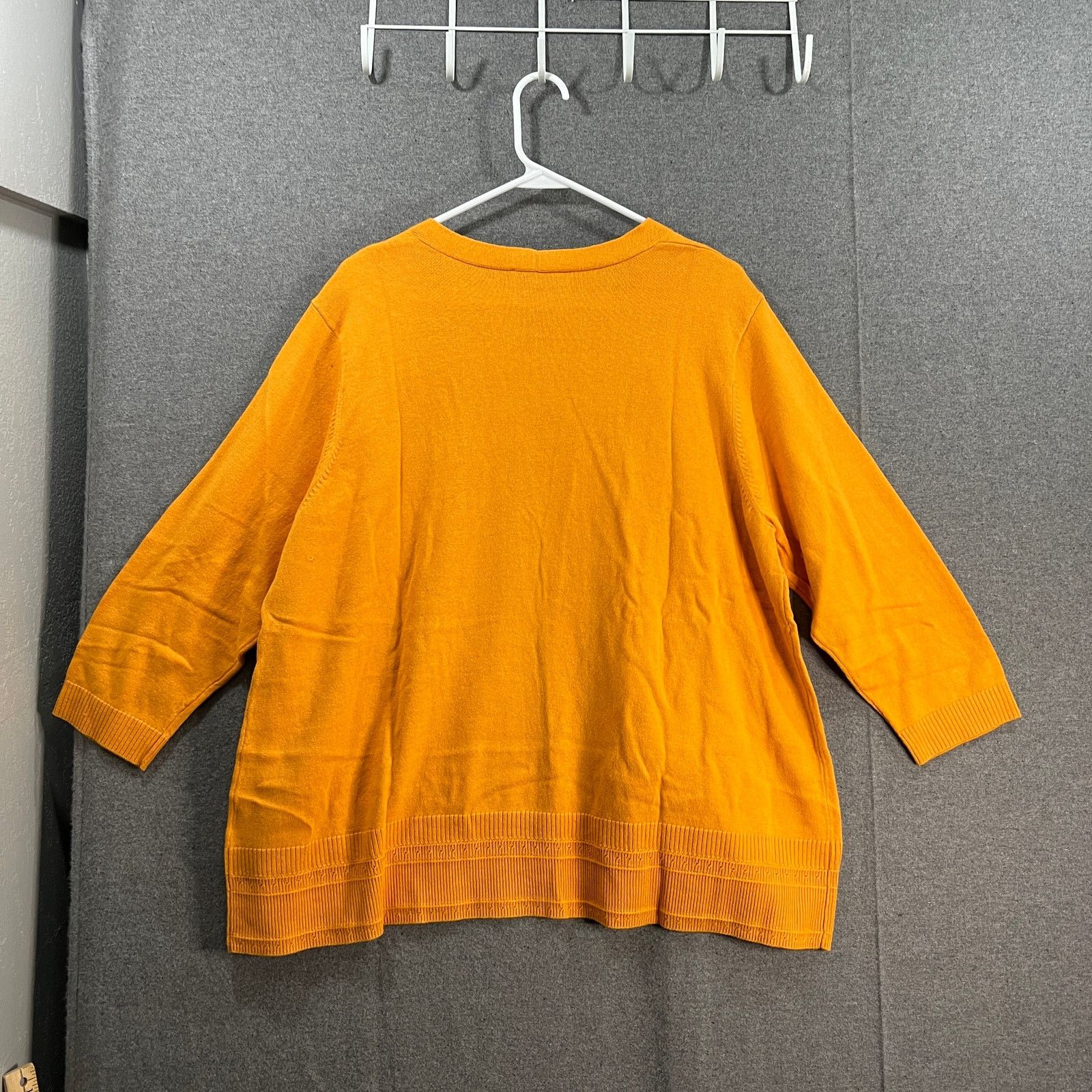 Denim & Co. Denim & Co. Open-Front 3/4-Sleeve Cardigan Sweater Cadmium Size XL / US 12-14 / IT 48-50 - 2 Thumbnail