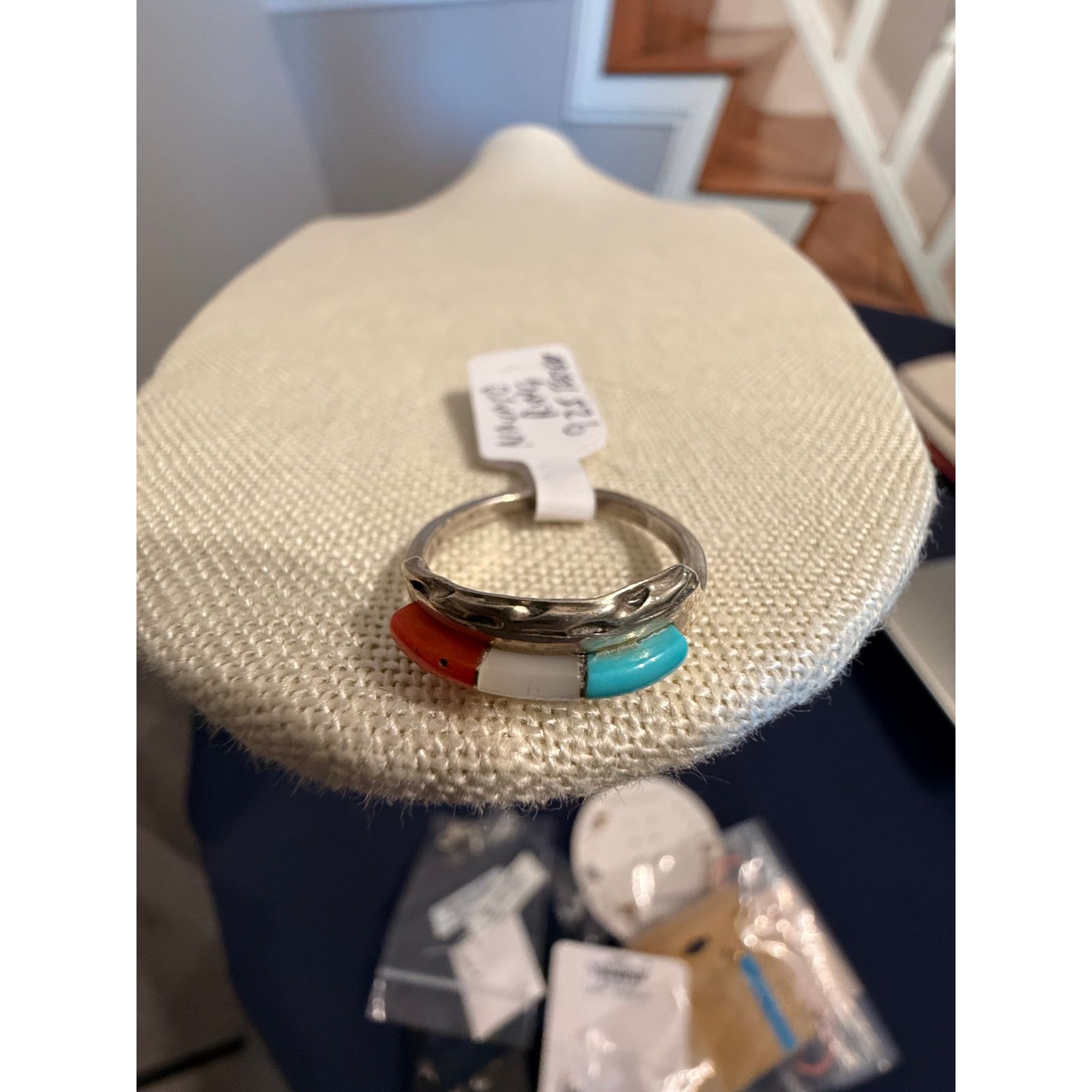 Other VTG Zuni Signed Gus & Lorie Panteah Sterling Ring Sz 5.25" Size ONE SIZE - 4 Thumbnail