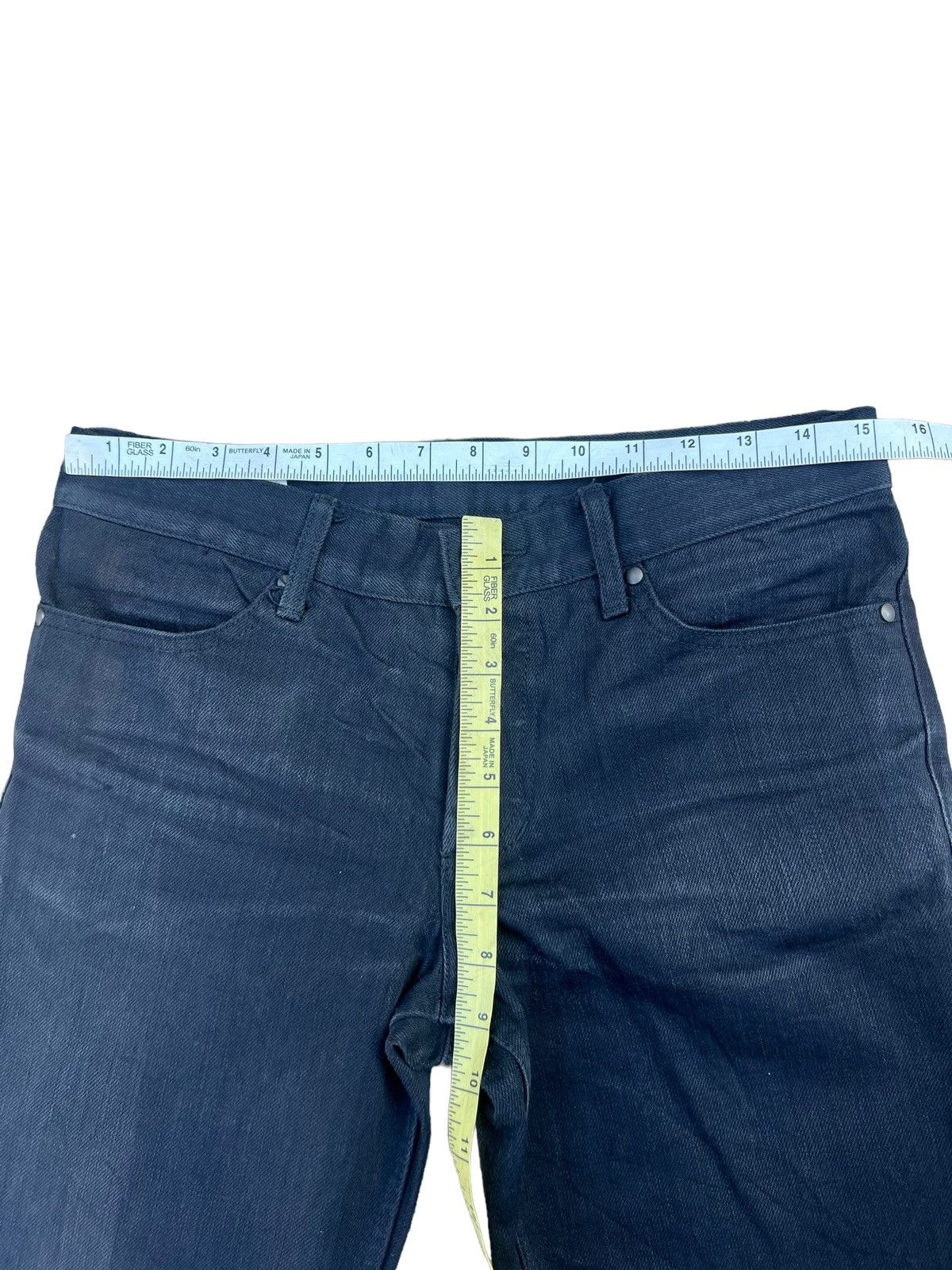 Shellac Shellac Japan Waxed Black Denim Bootcut Jeans Size US 29 - 3 Thumbnail