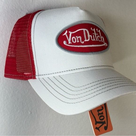 Von Dutch NWT VON DUTCH WHITE & RED TRUCKER HAT Size ONE SIZE - 3 Thumbnail