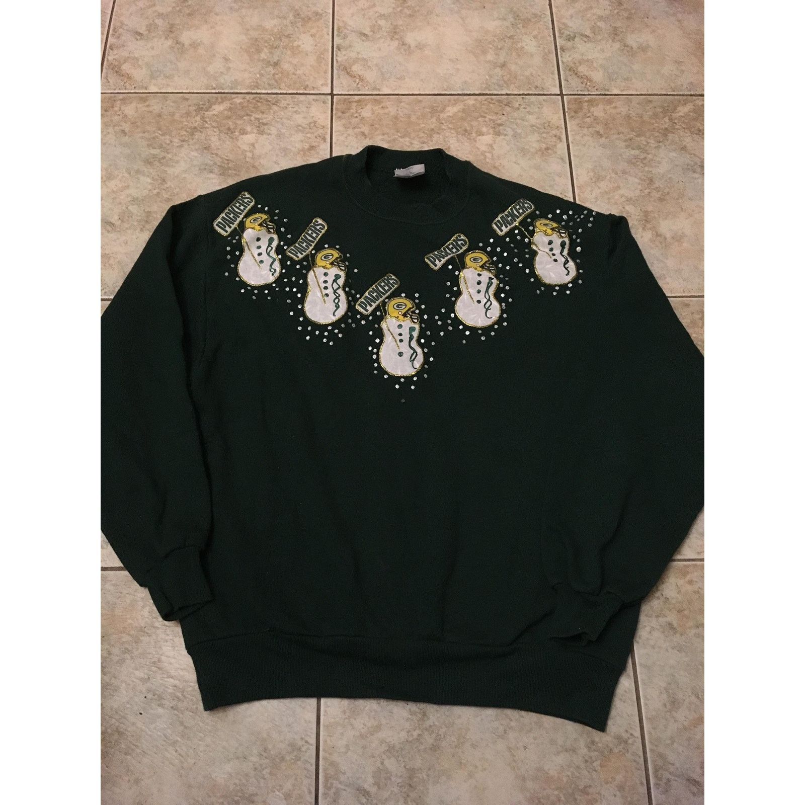 Jerzees Vintage Green Bay packers snowman Christmas Sweater large Size US L / EU 52-54 / 3 - 1 Thumbnail