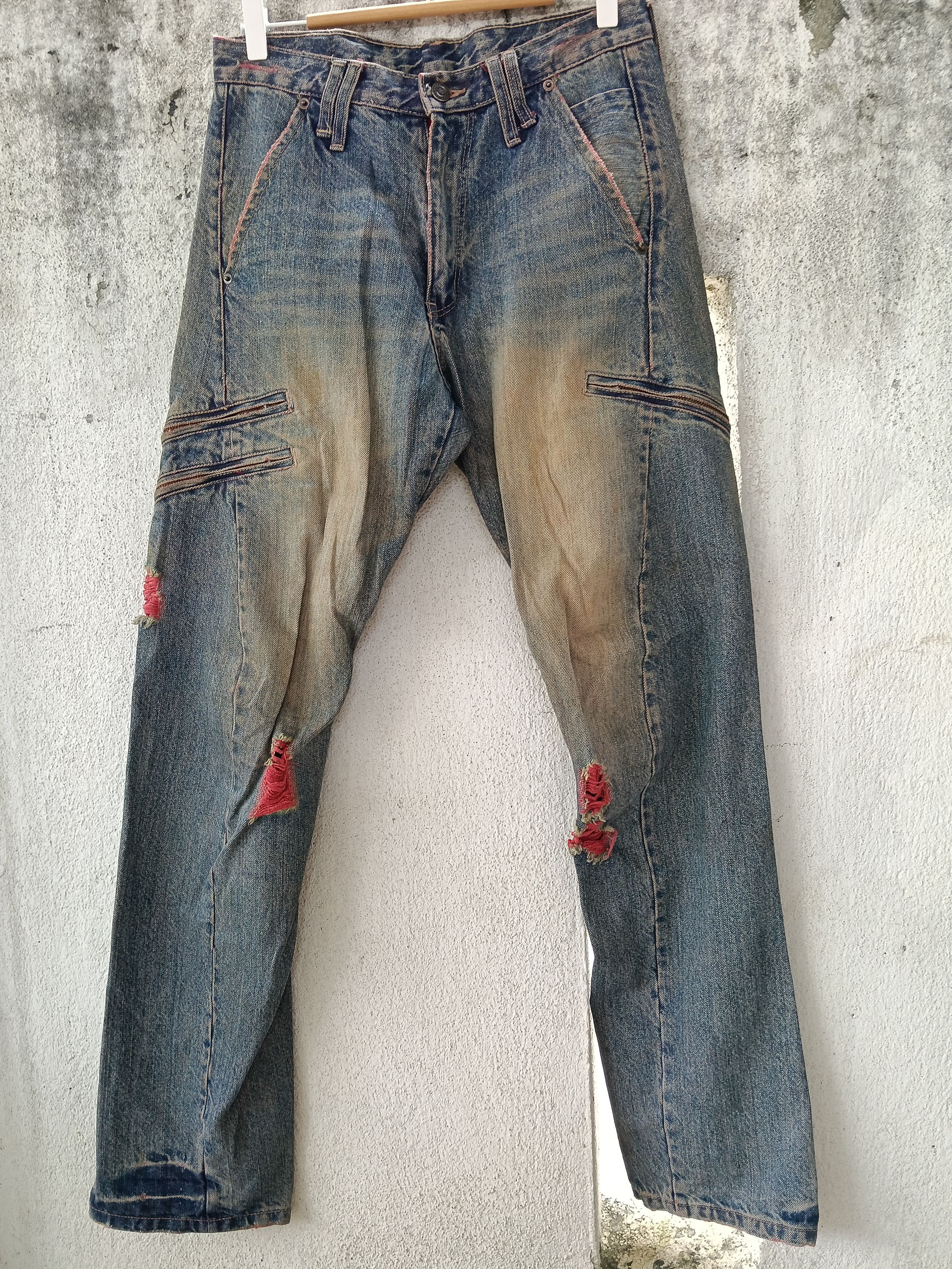If Six Was Nine 💥 Japanese Brand Goddess Distressed Denim Twisted Leg💥 Size US 31 - 2 Thumbnail