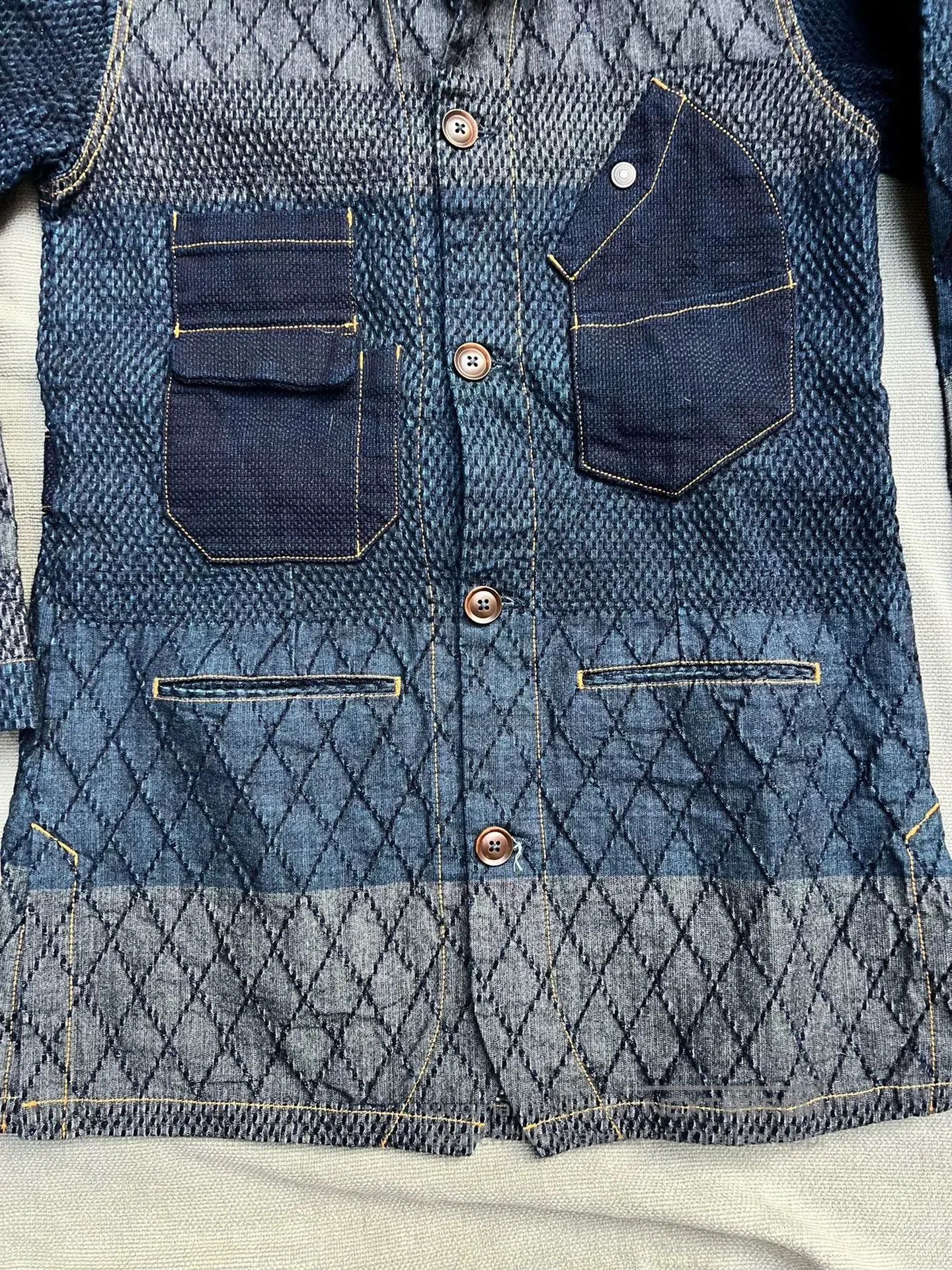 Japanese Brand Unique Graph Zero Coat with Mixed Materials. Size US M / EU 48-50 / 2 - 3 Thumbnail