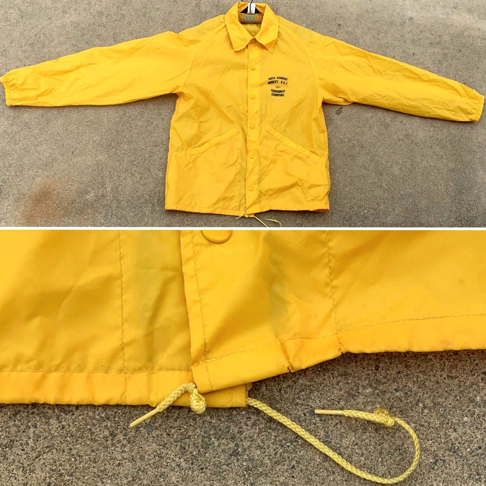 Champion VINTAGE Swingster Santa Barbara Womens B & C 1977 Tournament Champions Windbreaker Jacket Nylon Yellow M Mens/Womens Size M / US 6-8 / IT 42-44 - 7 Thumbnail