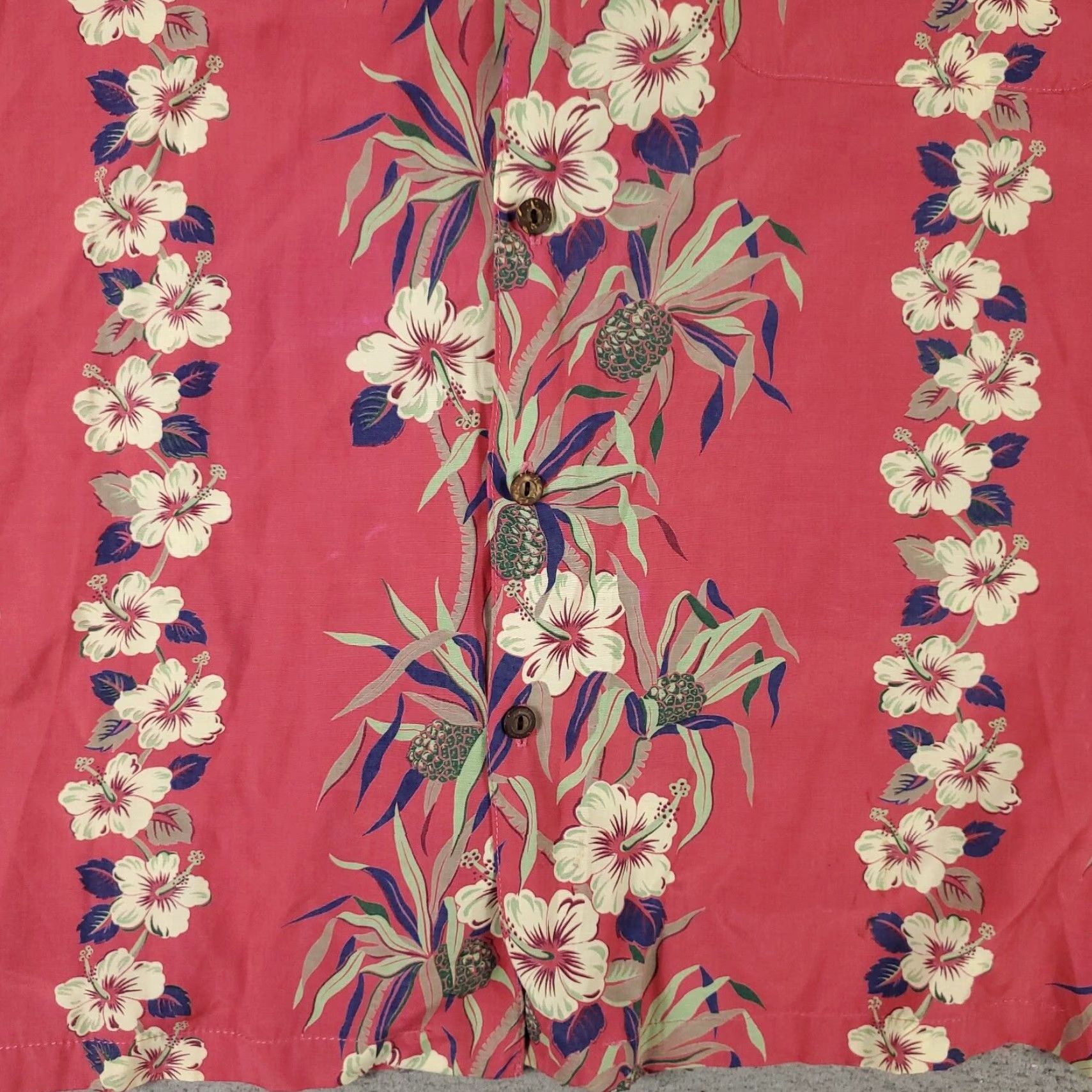 IOLANI VINTAGE IOLANI Hawaiian Shirt Mens Large Pink Geometric Rayon Button-Up Aloha Size US L / EU 52-54 / 3 - 3 Thumbnail
