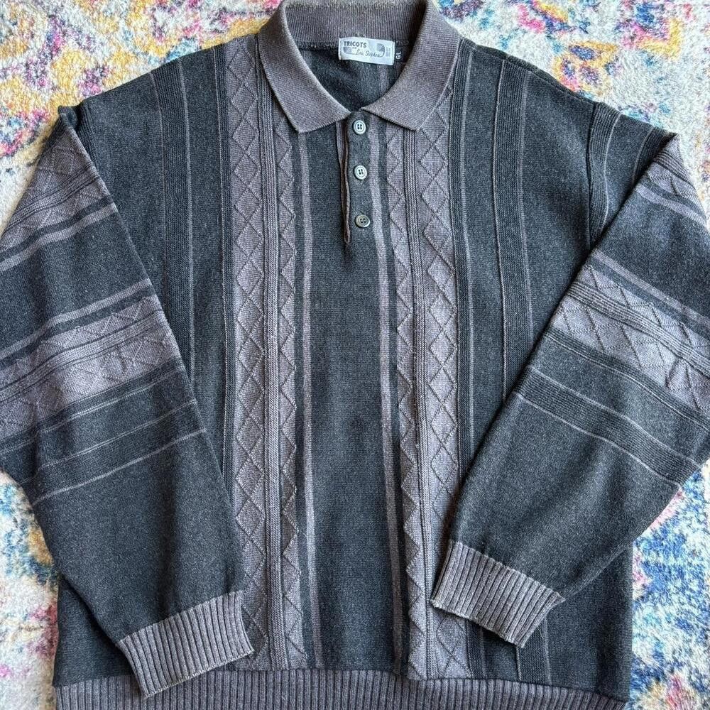 Designer Vintage Grey And Silver Polo Size US L / EU 52-54 / 3 - 1 Thumbnail