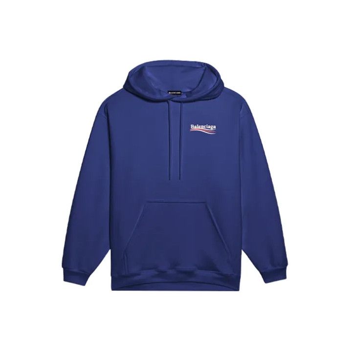 Balenciaga Balenciaga Logo Hoodie in Deep Blue Size US S / EU 44-46 / 1 - 1 Thumbnail