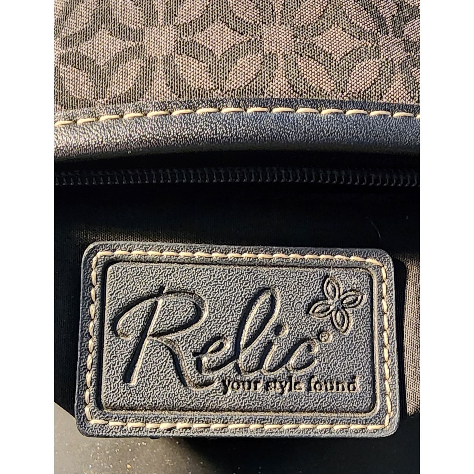 Relic Relic by Fossil Black leather & fabric studded shoulder Bag Size ONE SIZE - 5 Thumbnail