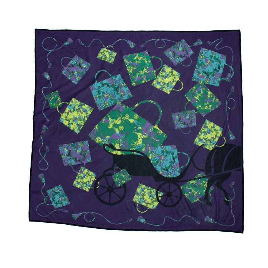 Hermes Hermes, Kelly horse carriage silk scarf in purple Size ONE SIZE - 1 Thumbnail