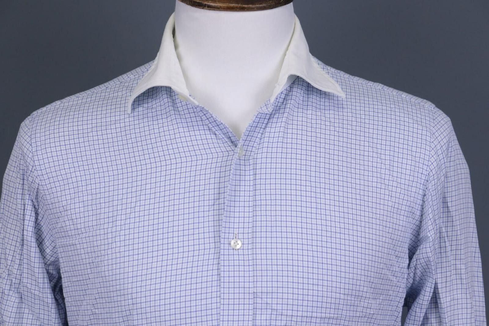 Emmett Emmett London Slim Fit Blue Check Printed Shirt Size M Size US M / EU 48-50 / 2 - 2 Thumbnail