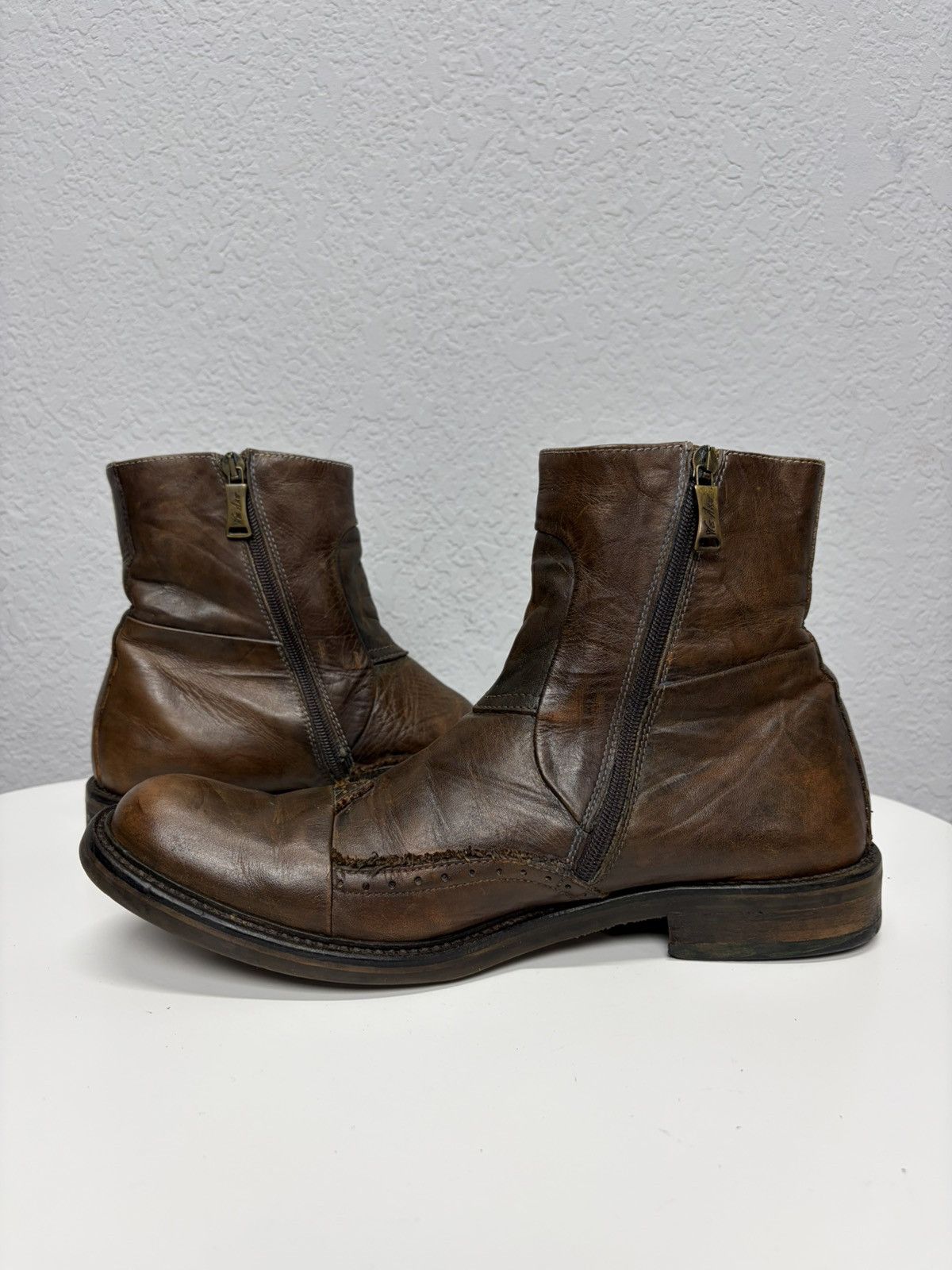 If Six Was Nine Vintage Italian AS 98 Rick Owens Style Leather Biker Boots Size US 9 / EU 42 - 7 Thumbnail