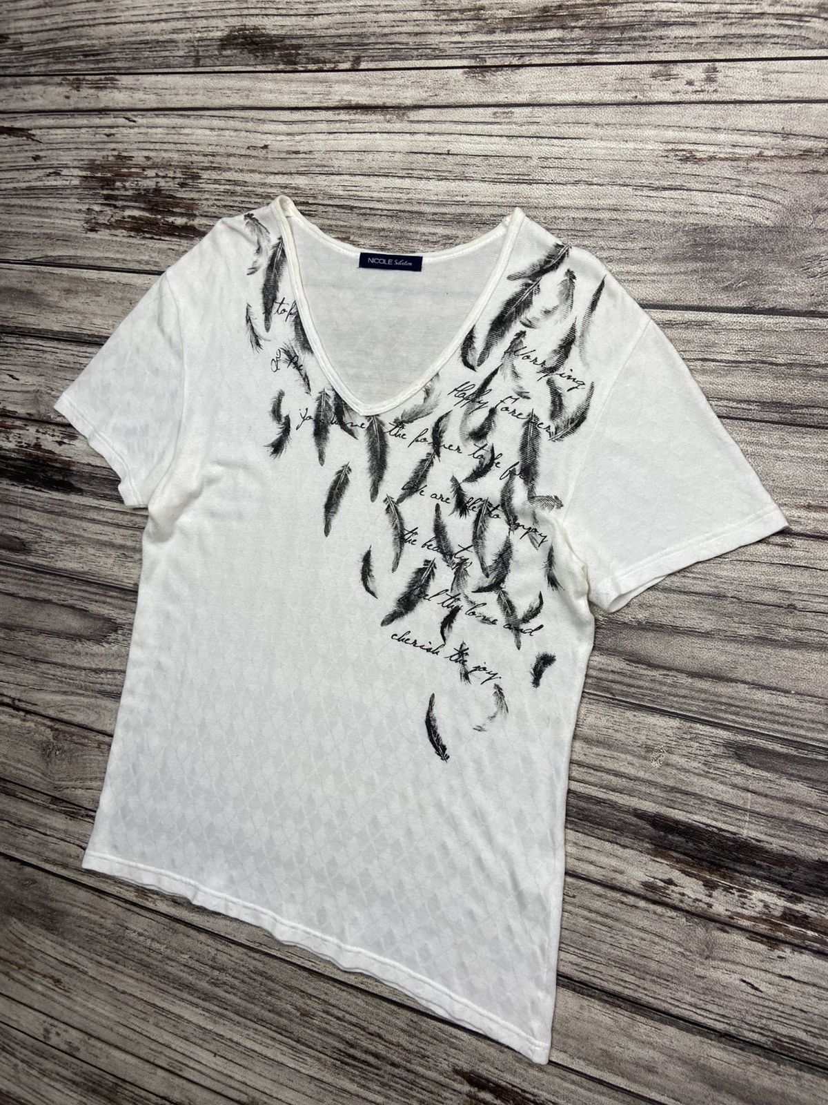 If Six Was Nine × Japanese Brand × Nicole Club Y2K Nicole NCFM Japan Rocks Feather Poem Tee Size US M / EU 48-50 / 2 - 2 Thumbnail