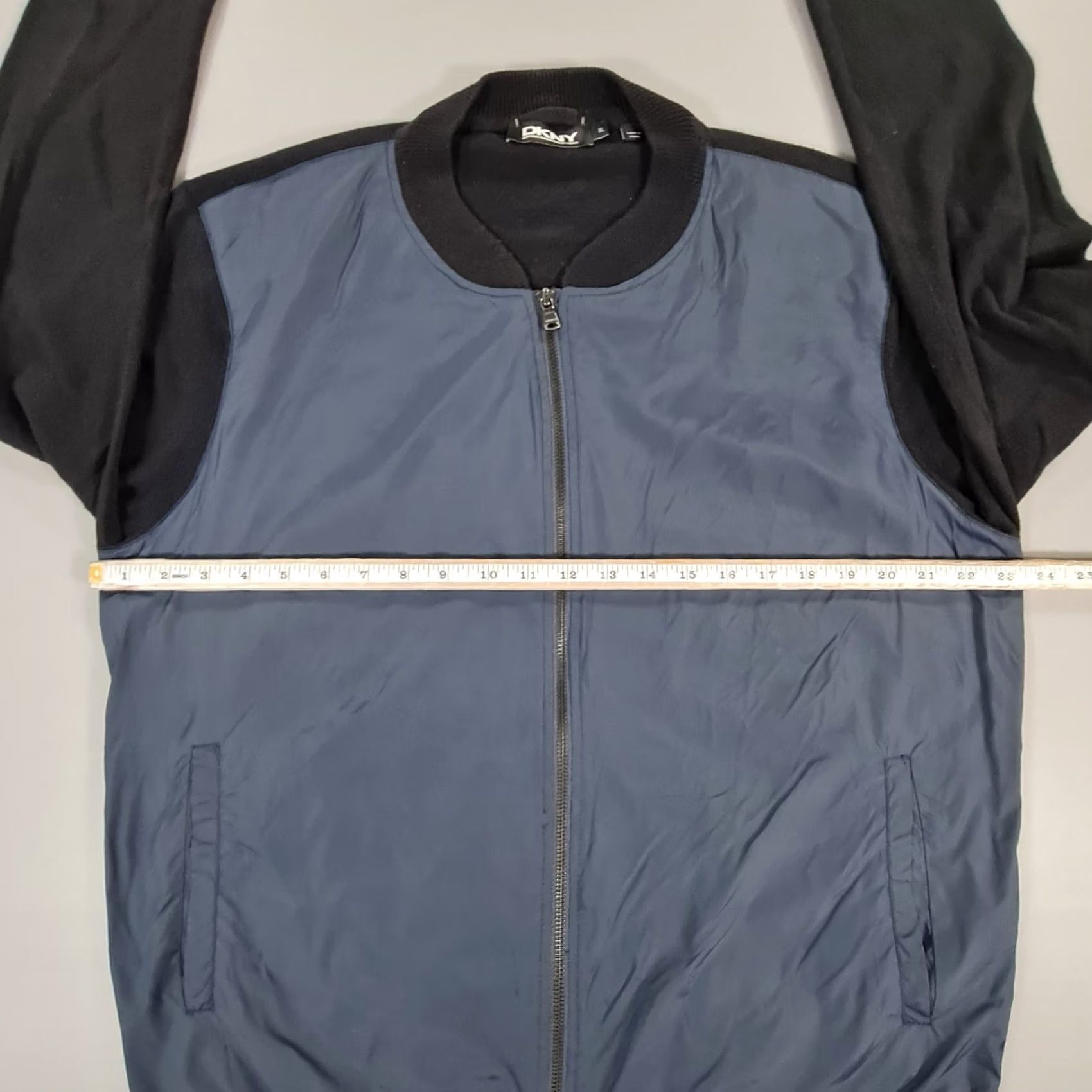 DKNY DKNY Mens Jacket Blue Black XL Bomber Full Zip Lightweight Cotton Nylon Pockets Size US XL / EU 56 / 4 - 6 Thumbnail