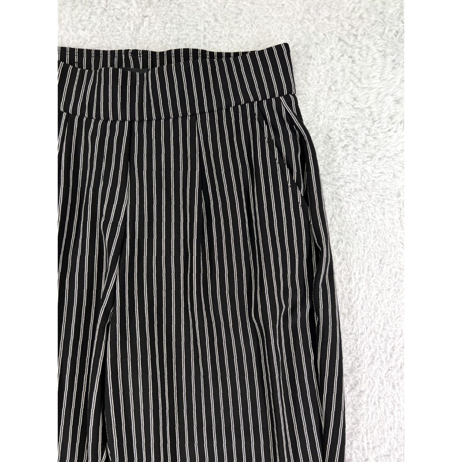 Vintage Hilary Radley Pants Women XS Black White Stripe Pleated Pockets Stretch Size 26" / US 2 / IT 38 - 7 Thumbnail