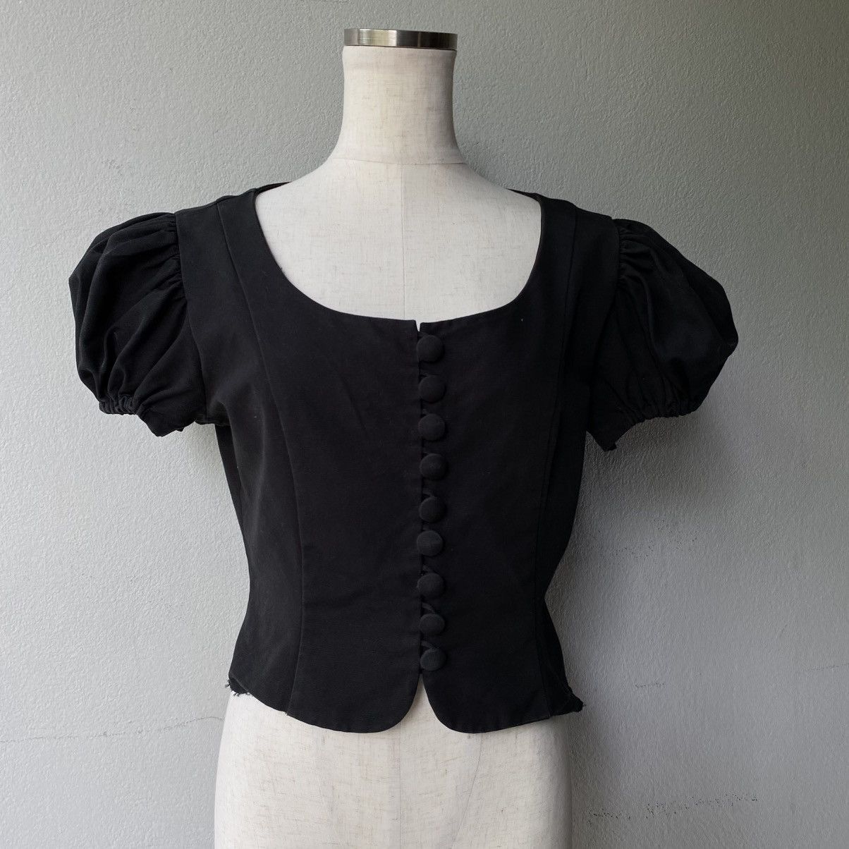 Moschino Moschino Black Puff Sleeve Fitted Cropped Top Size M / US 6-8 / IT 42-44 - 16 Thumbnail