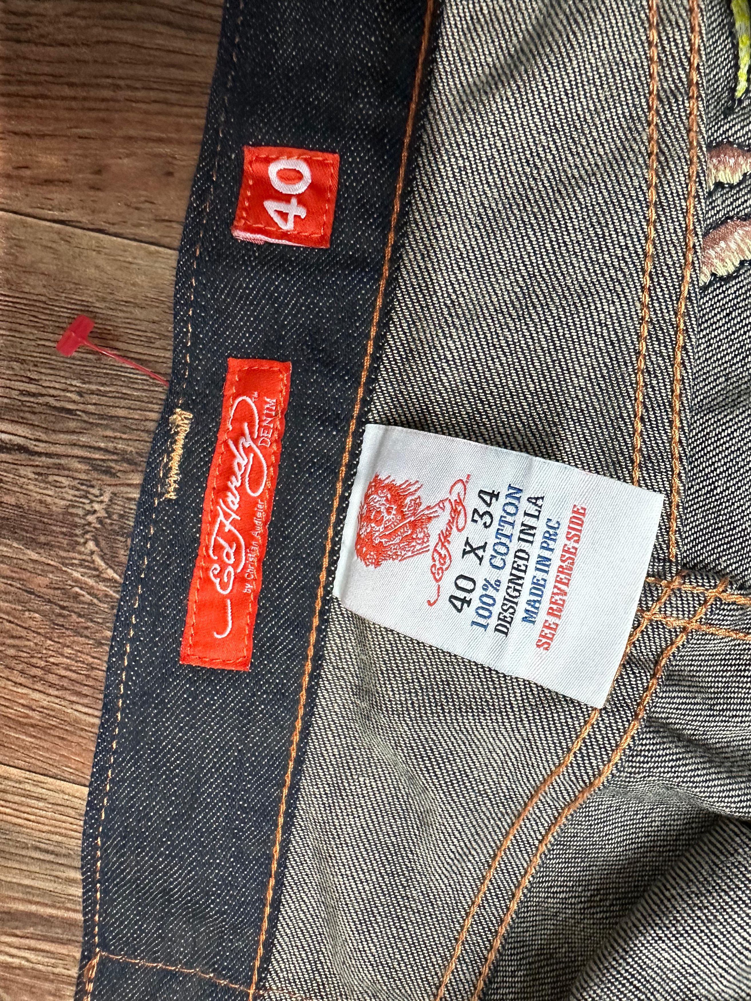 Christian Audigier × Ed Hardy × Vintage ED HARDY JEAN'S GORGEOUS DRAGON LADY ON THE BACK OF 40×34 Size US 40 / EU 56 - 12 Thumbnail