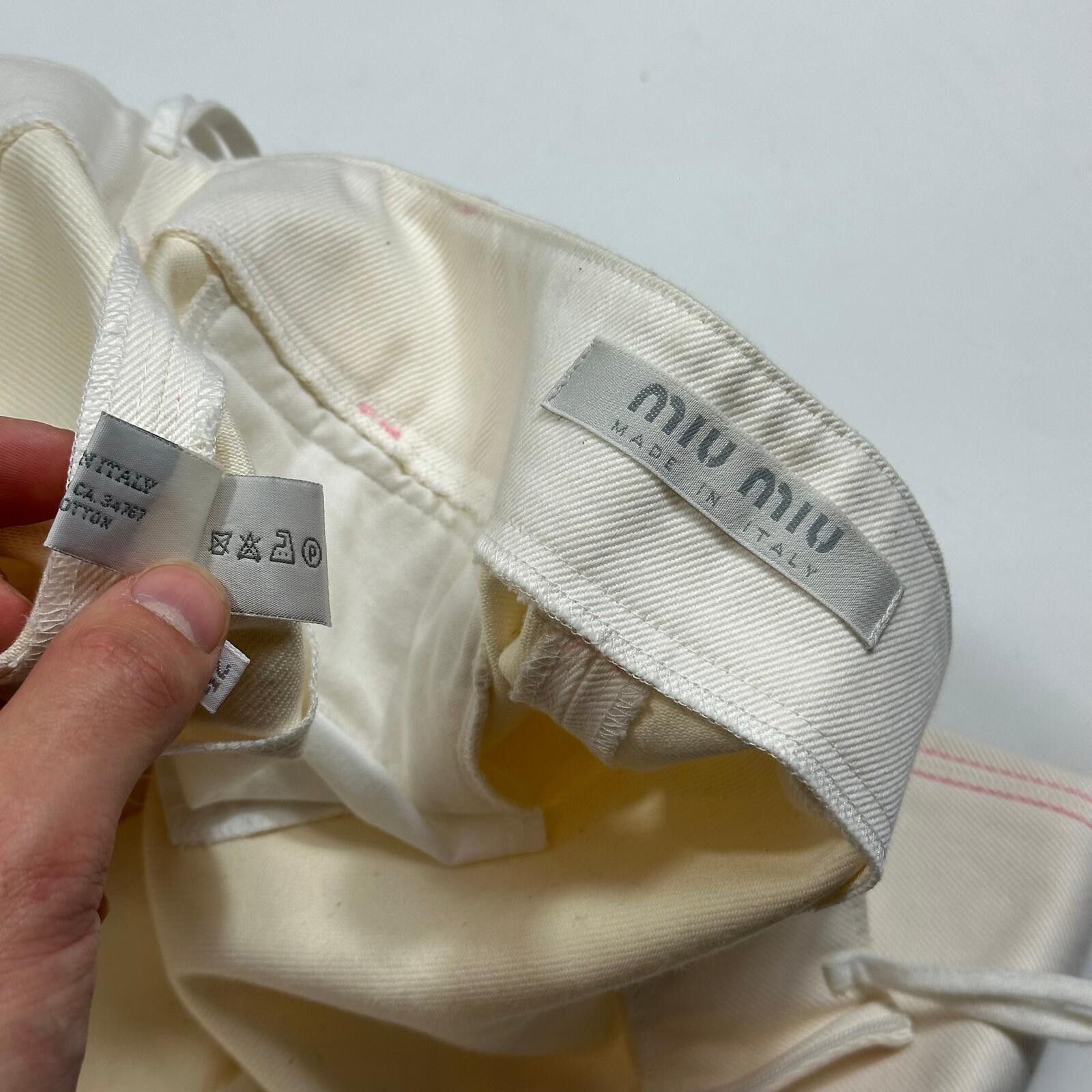 Miu Miu Miu Miu SS00 White and Pink Contrast Zip-off Bell Trousers 8 Size 27" / US 4 / IT 40 - 10 Thumbnail